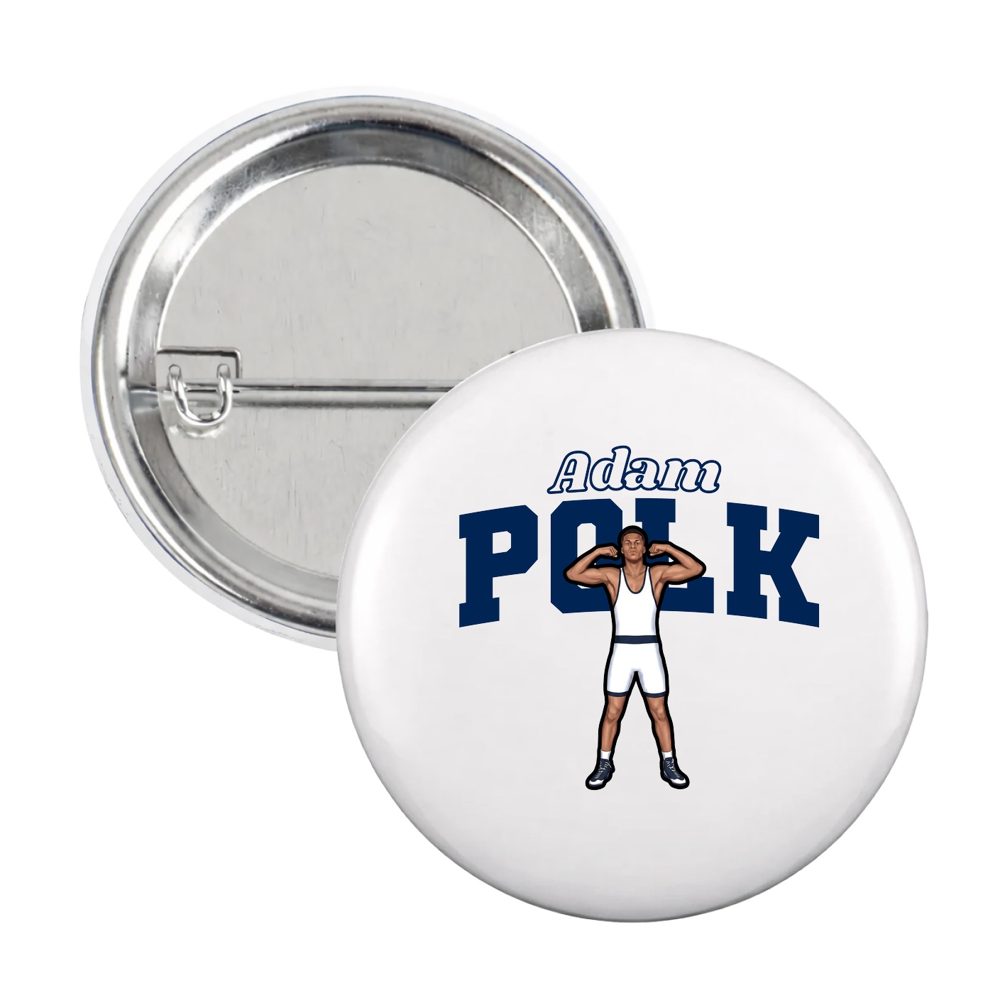Game Day Button — Name Arch in White