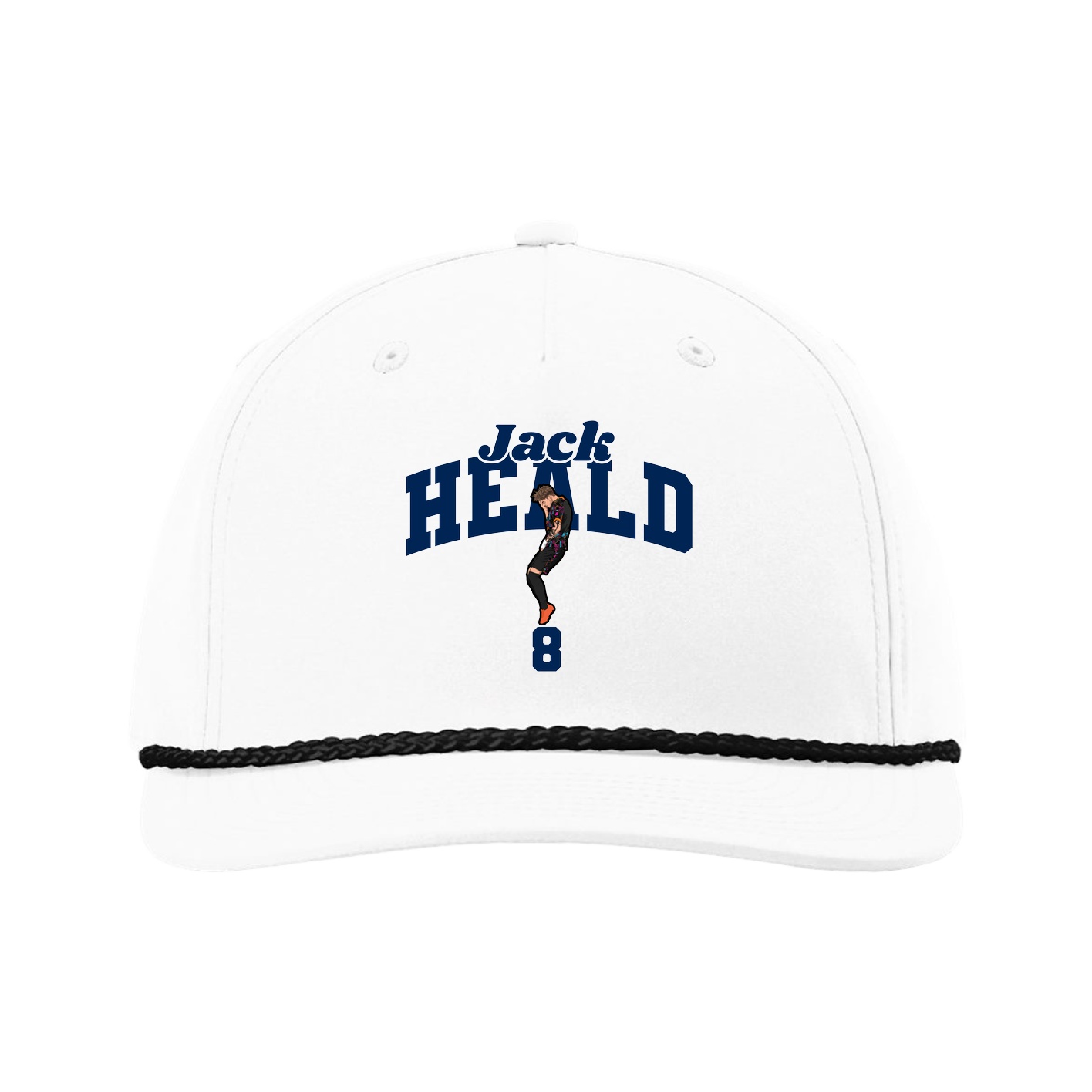Five-Panel Classic Rope Cap — Signature Arch in White