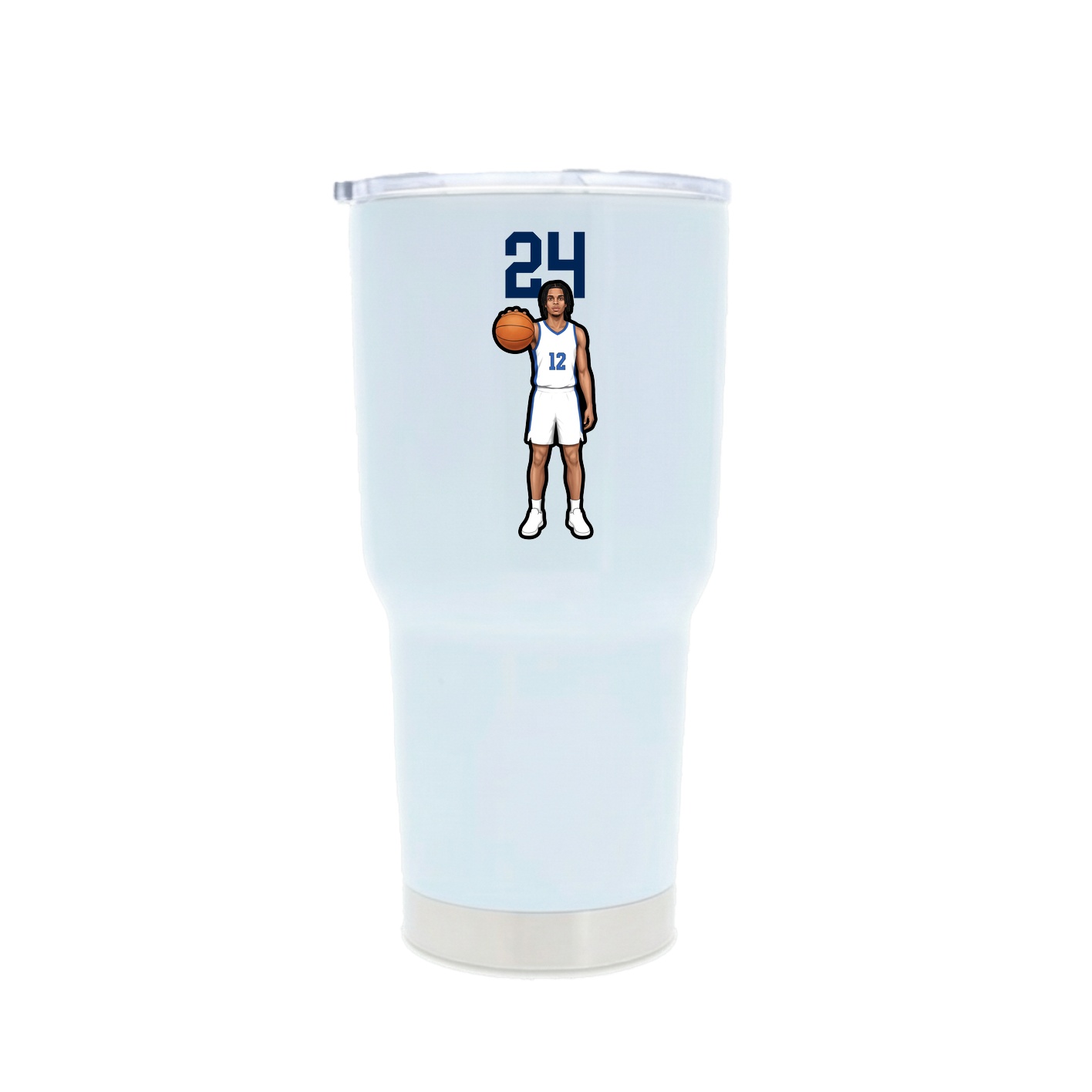 30oz Stainless Steel Tumbler — Number Top in White