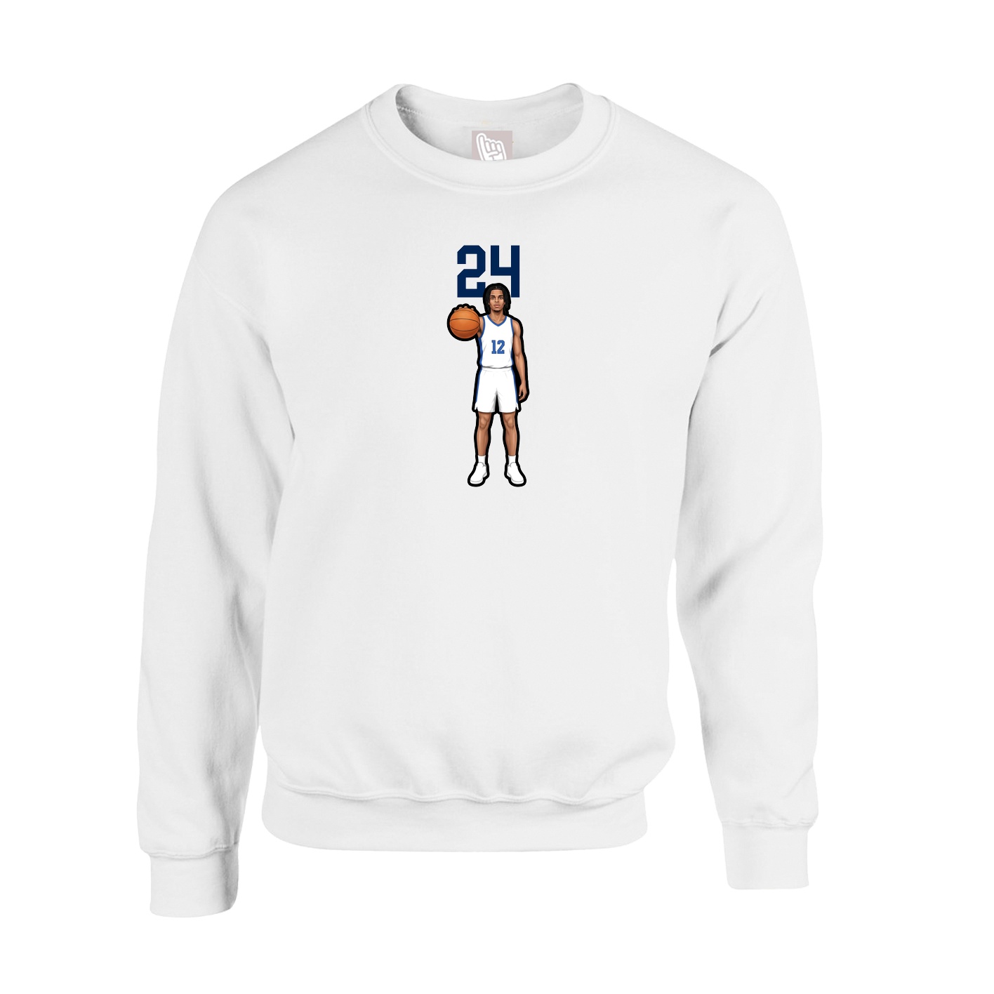 Fleece Crew — Number Top in White