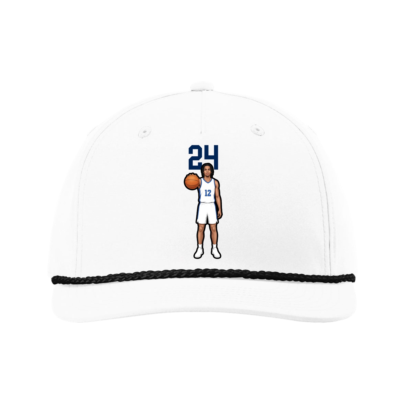 Five-Panel Classic Rope Cap — Number Top in White