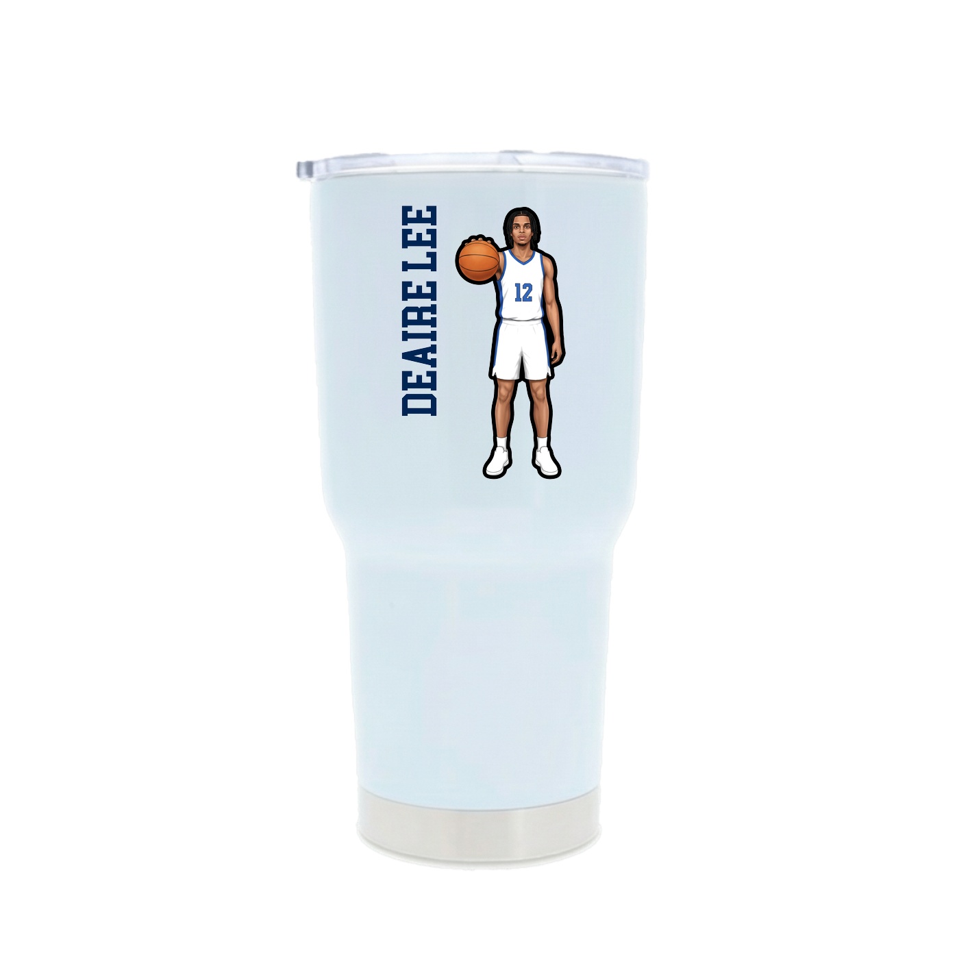 30oz Stainless Steel Tumbler — Name Vertical in White