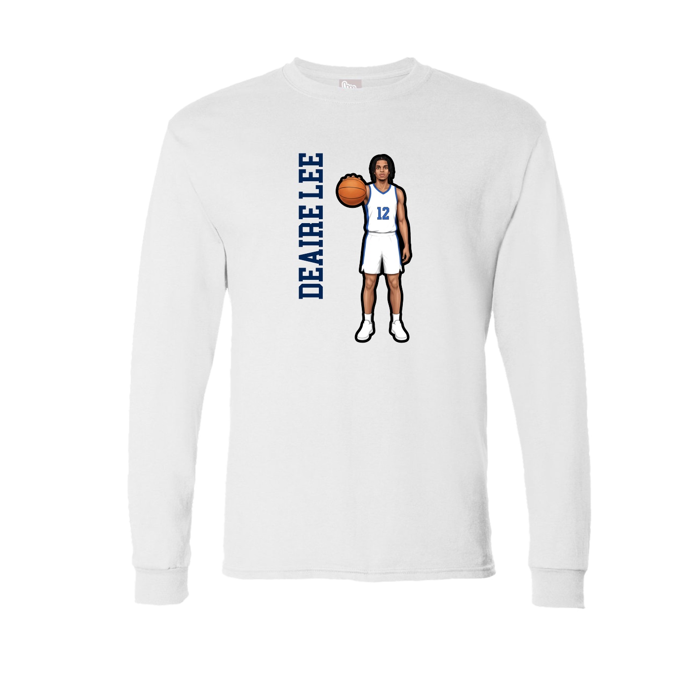 Long Sleeve Tee — Name Vertical in White