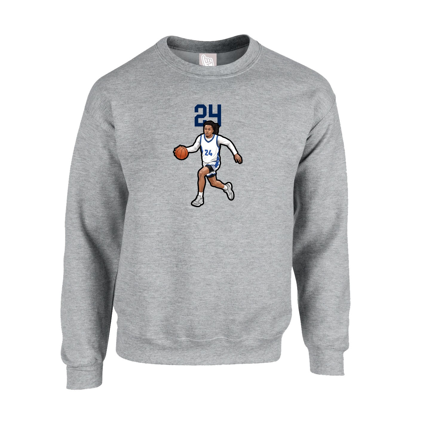 Fleece Crew — Number Top in Grey