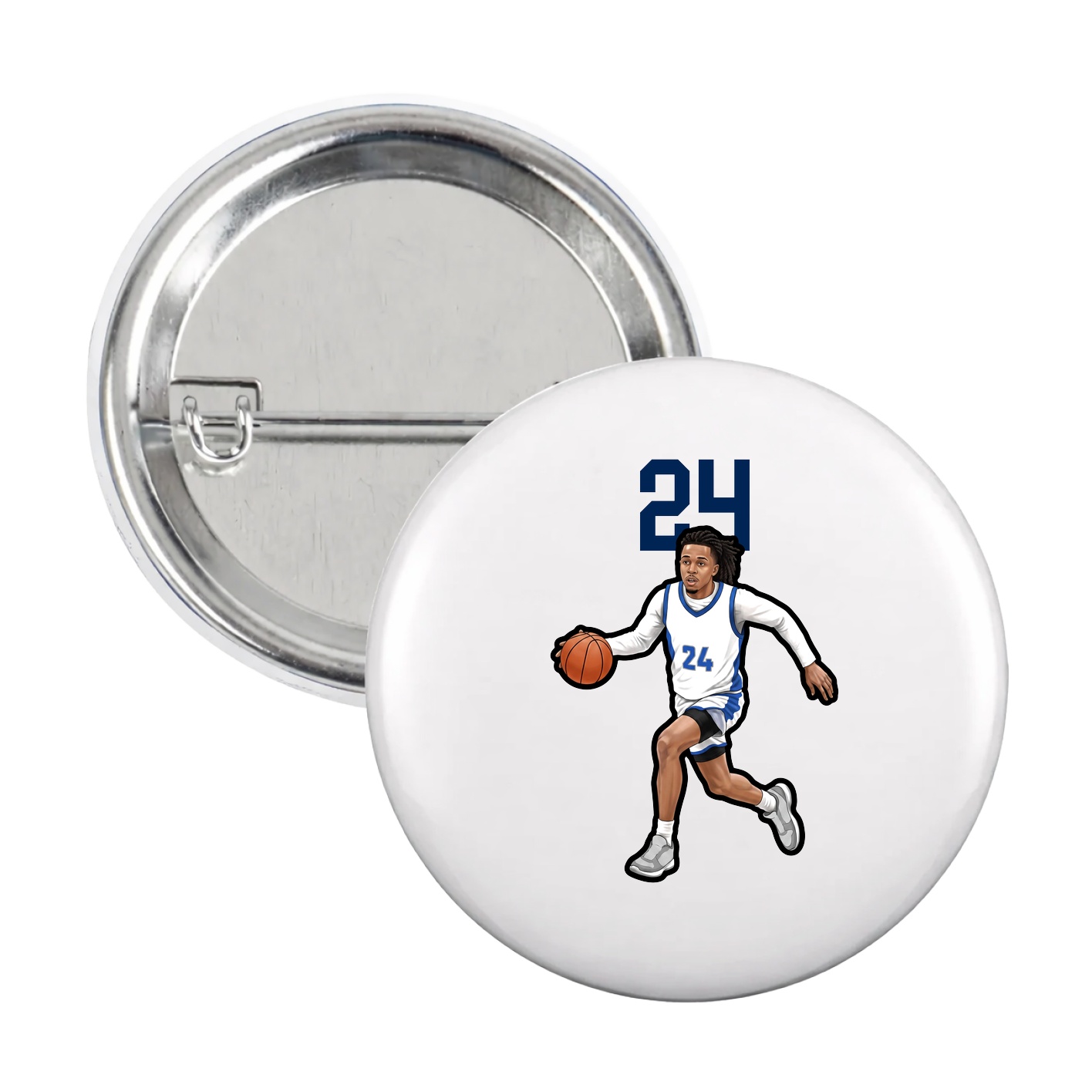 Game Day Button — Number Top in White