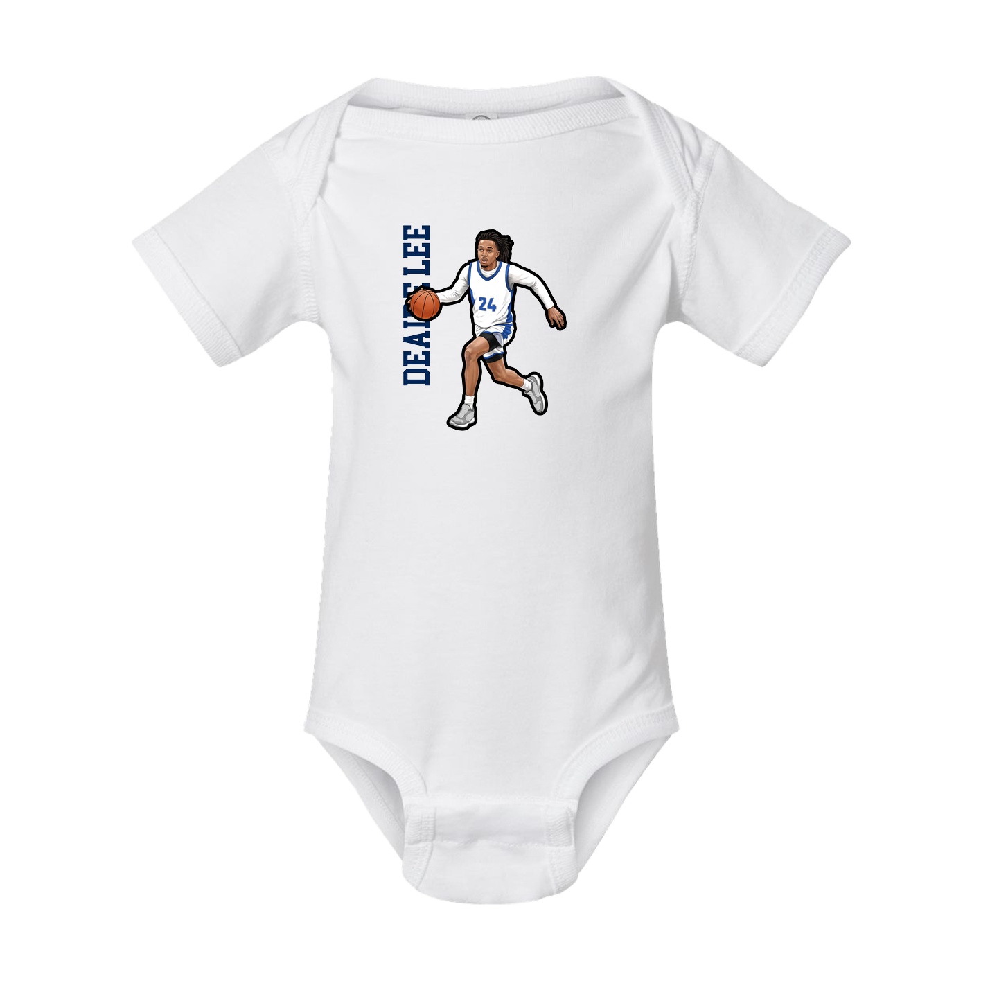 Baby Onesie — Name Vertical in White