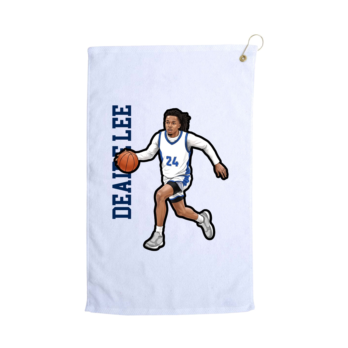 Golf Towel — Name Vertical in White