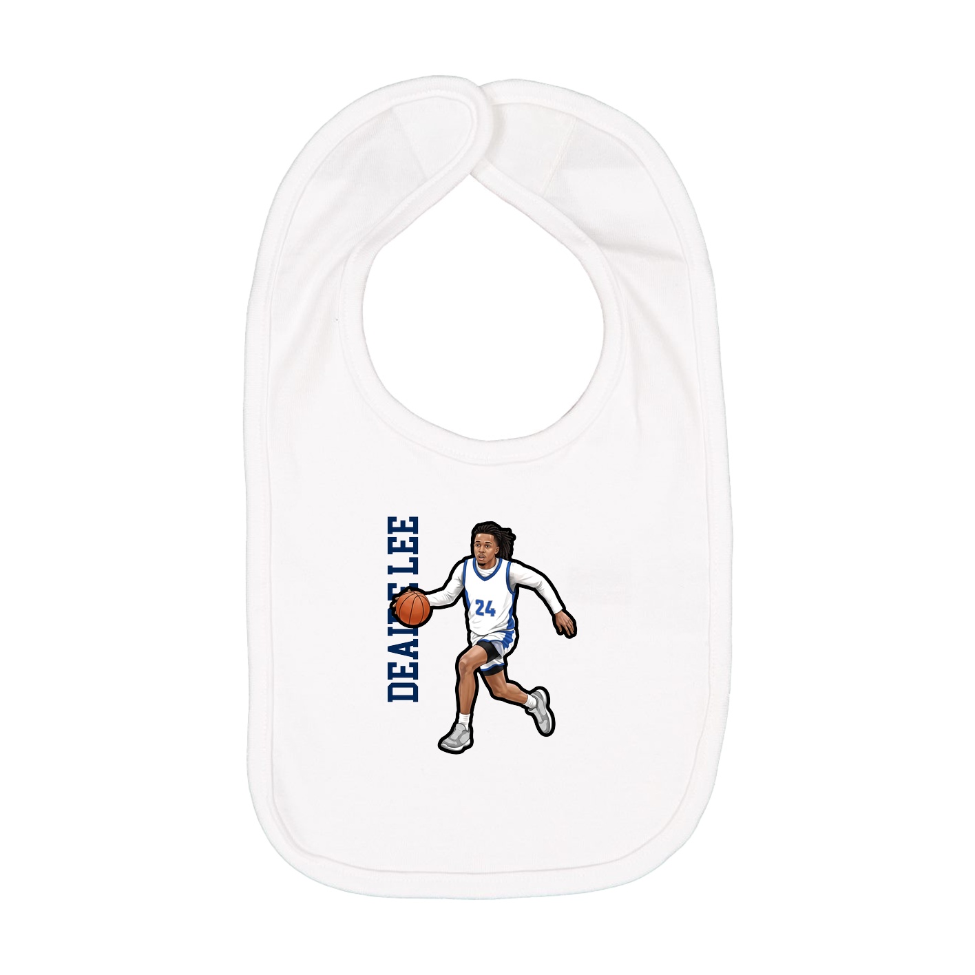Infant Bib — Name Vertical in White