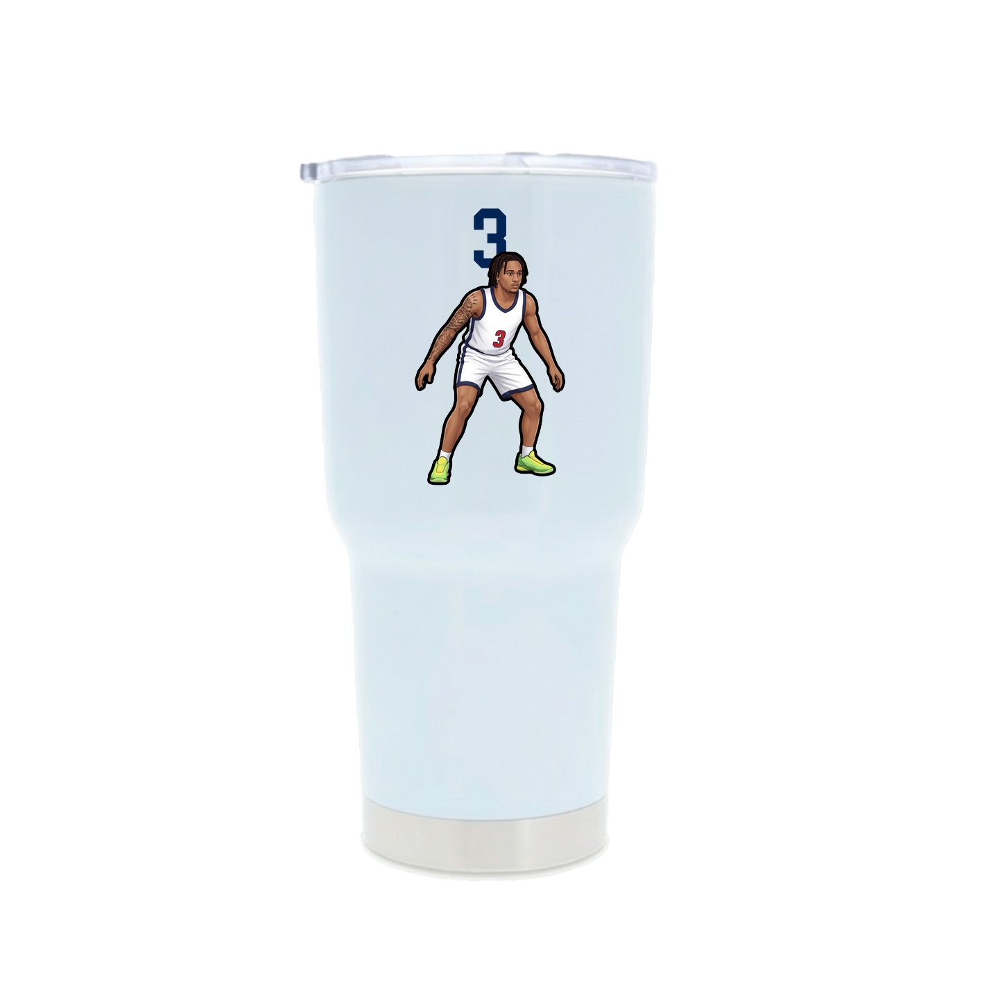 30oz Stainless Steel Tumbler — Number Top in White