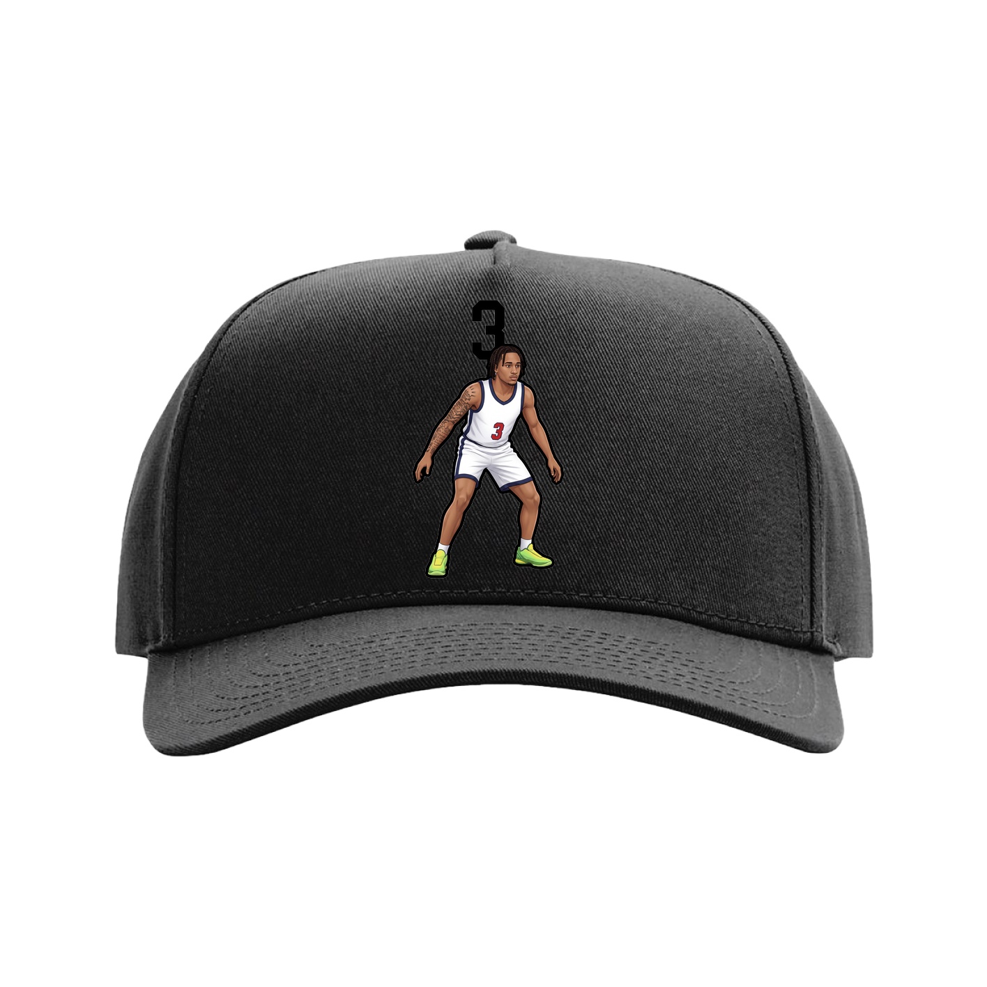 Full Fabric Five-Panel Champ Cap — Number Top in Black