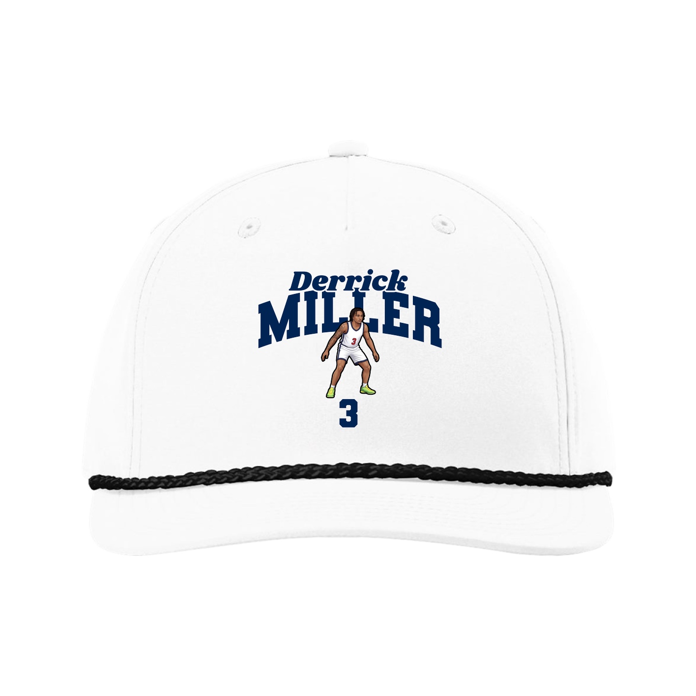 Five-Panel Classic Rope Cap — Signature Arch in White