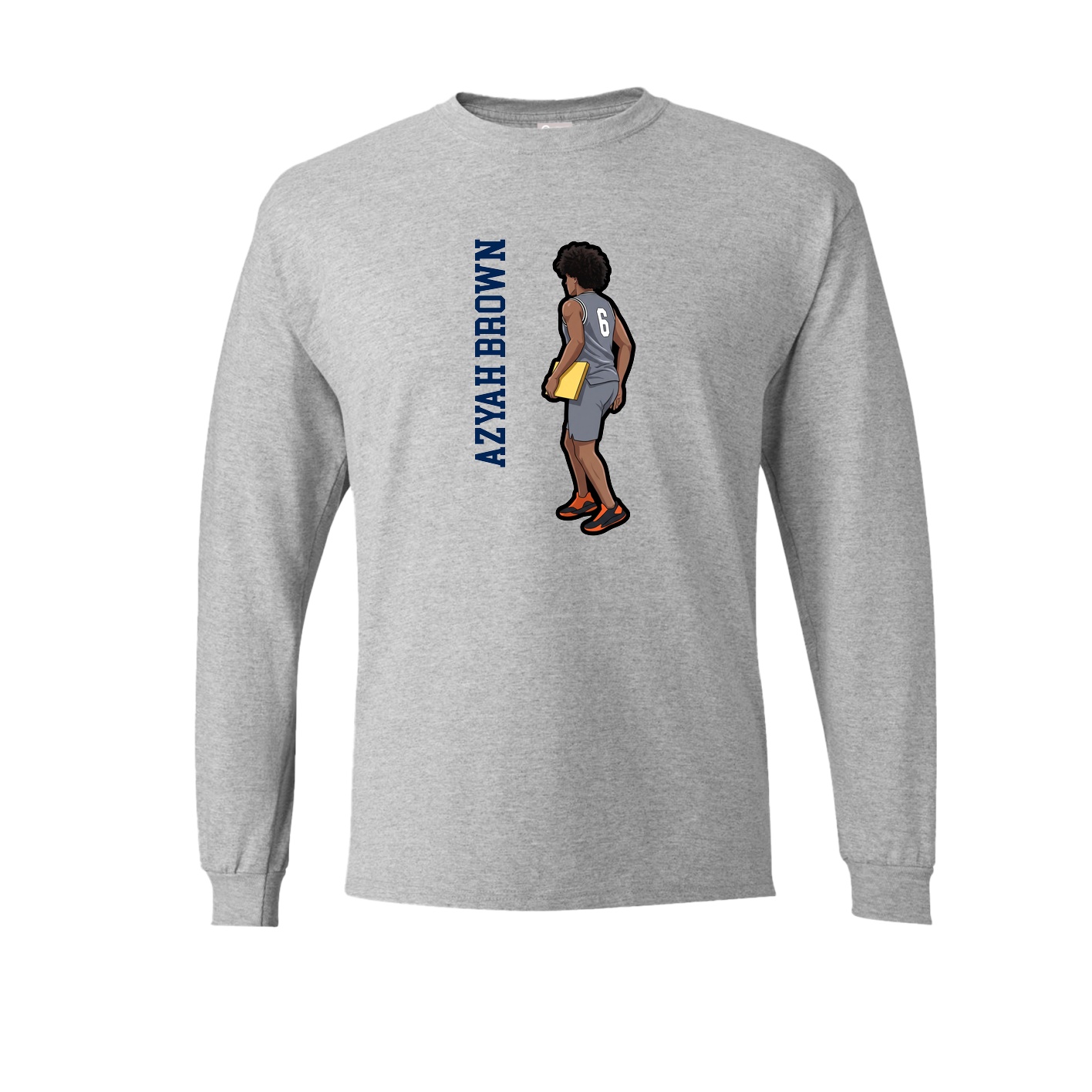 Long Sleeve Tee — Name Vertical in Grey