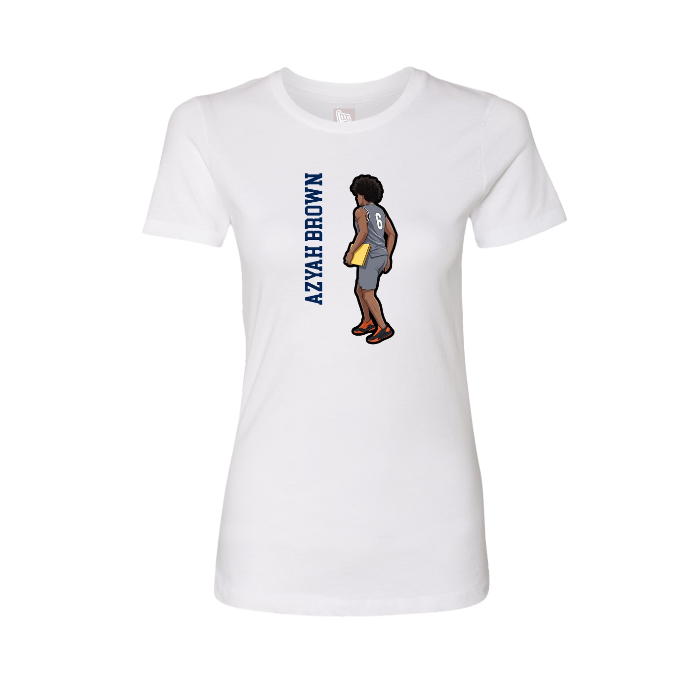 Womens Tee — Name Vertical in White