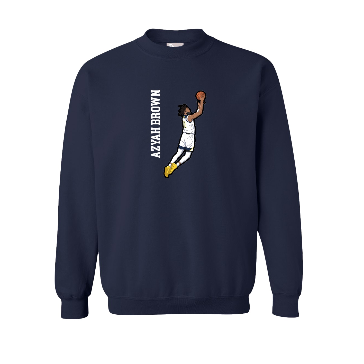 Fleece Crew — Name Vertical in Navy