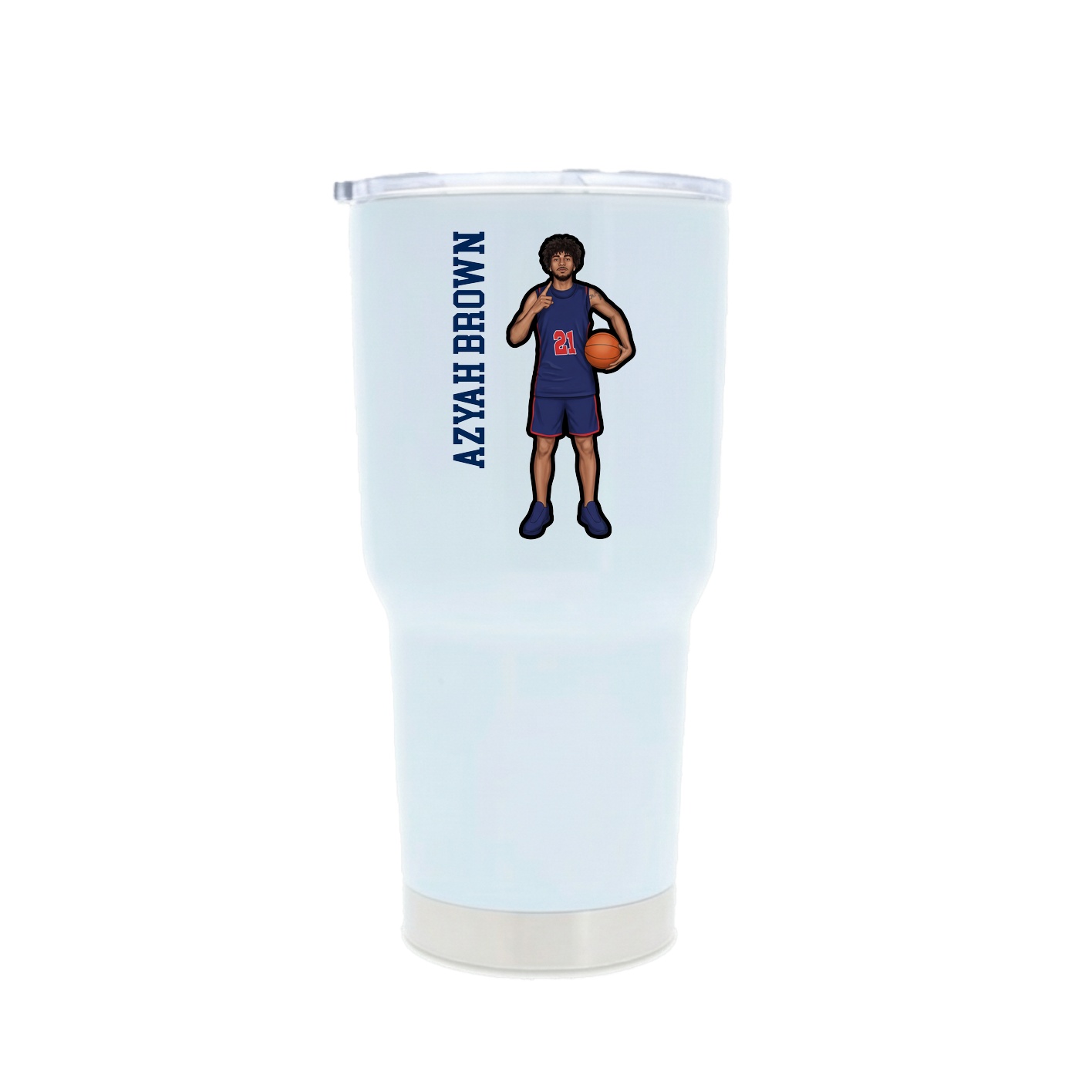 30oz Stainless Steel Tumbler — Name Vertical in White