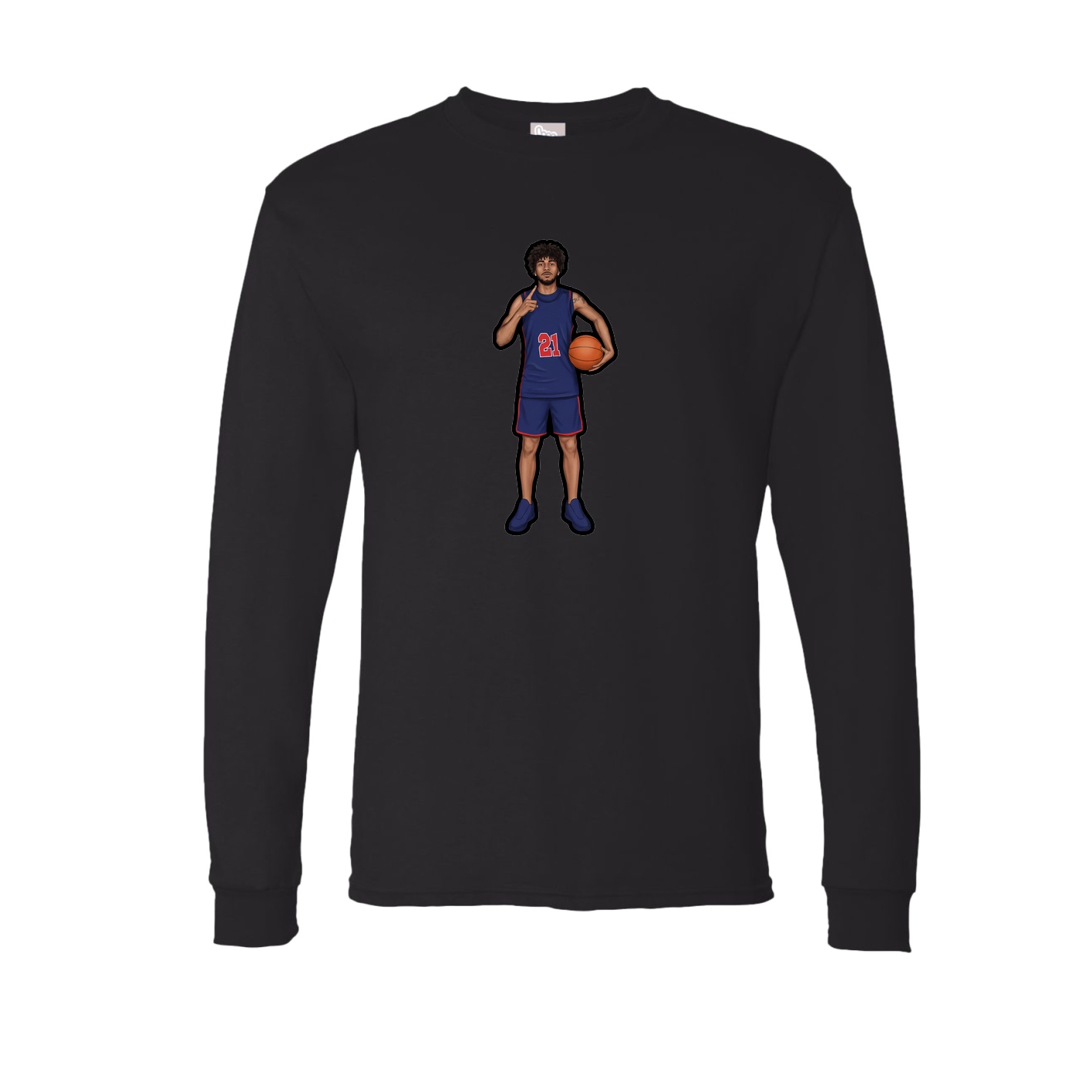 Long Sleeve Tee — Name Vertical in Black