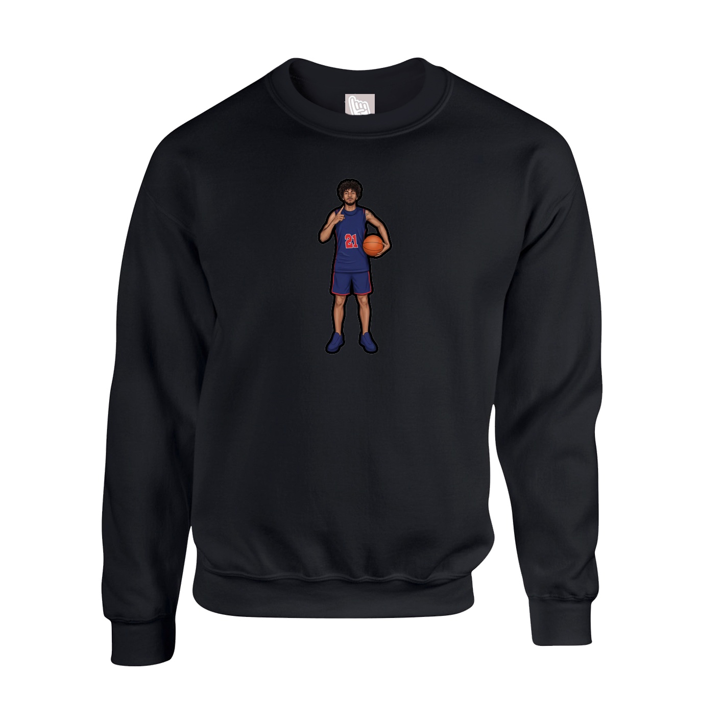 Fleece Crew — Name Vertical in Black