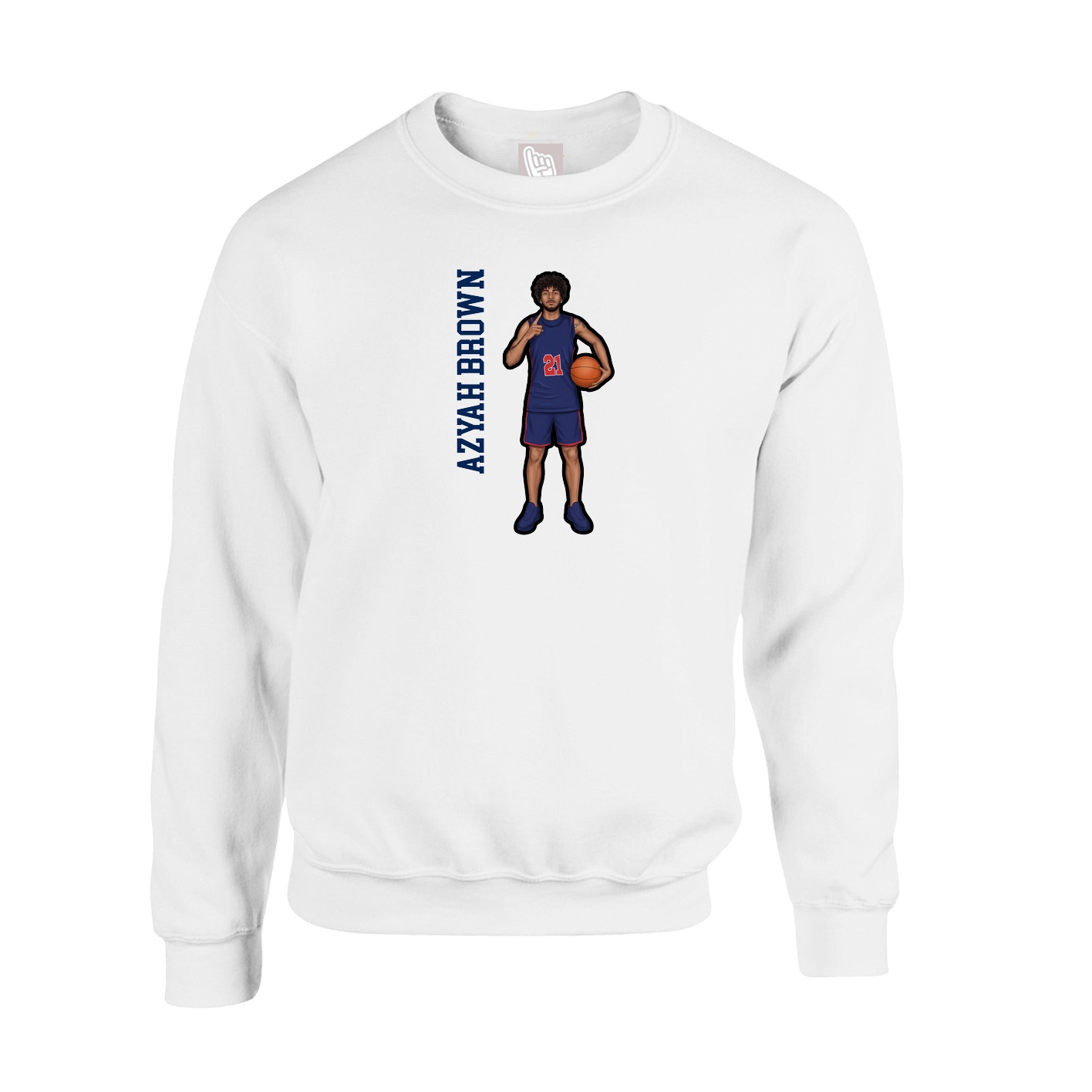 Fleece Crew — Name Vertical in White