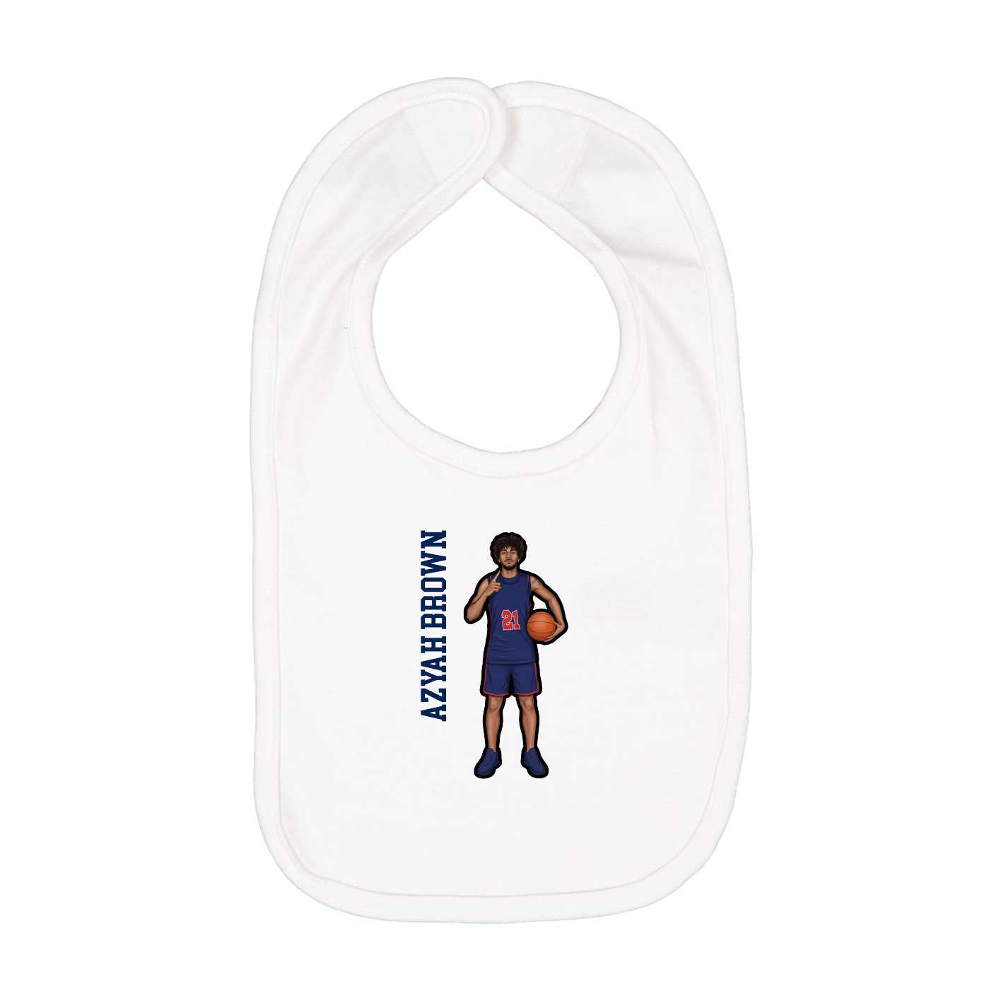 Infant Bib — Name Vertical in White
