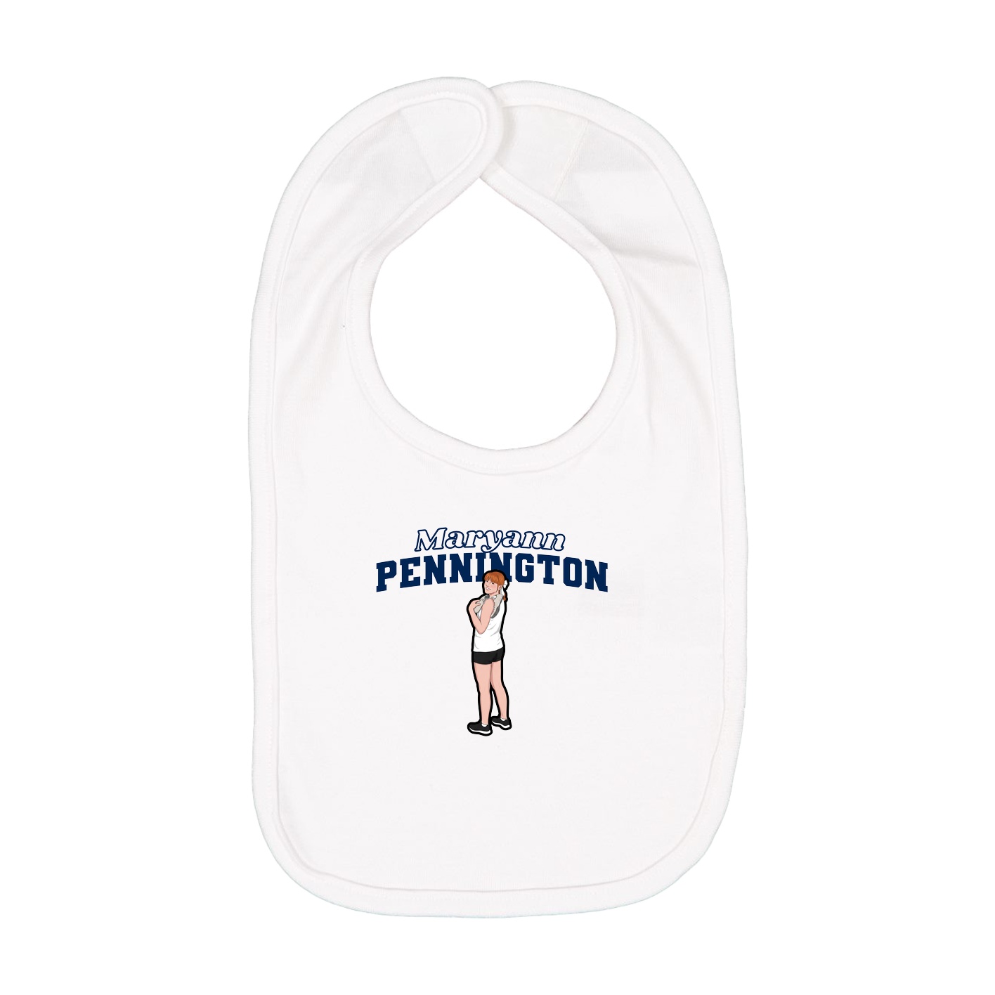 Infant Bib — Name Arch in White