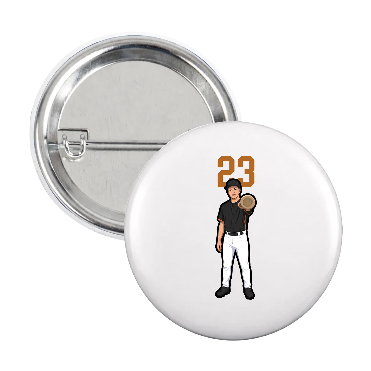 Game Day Button — Number Top in White