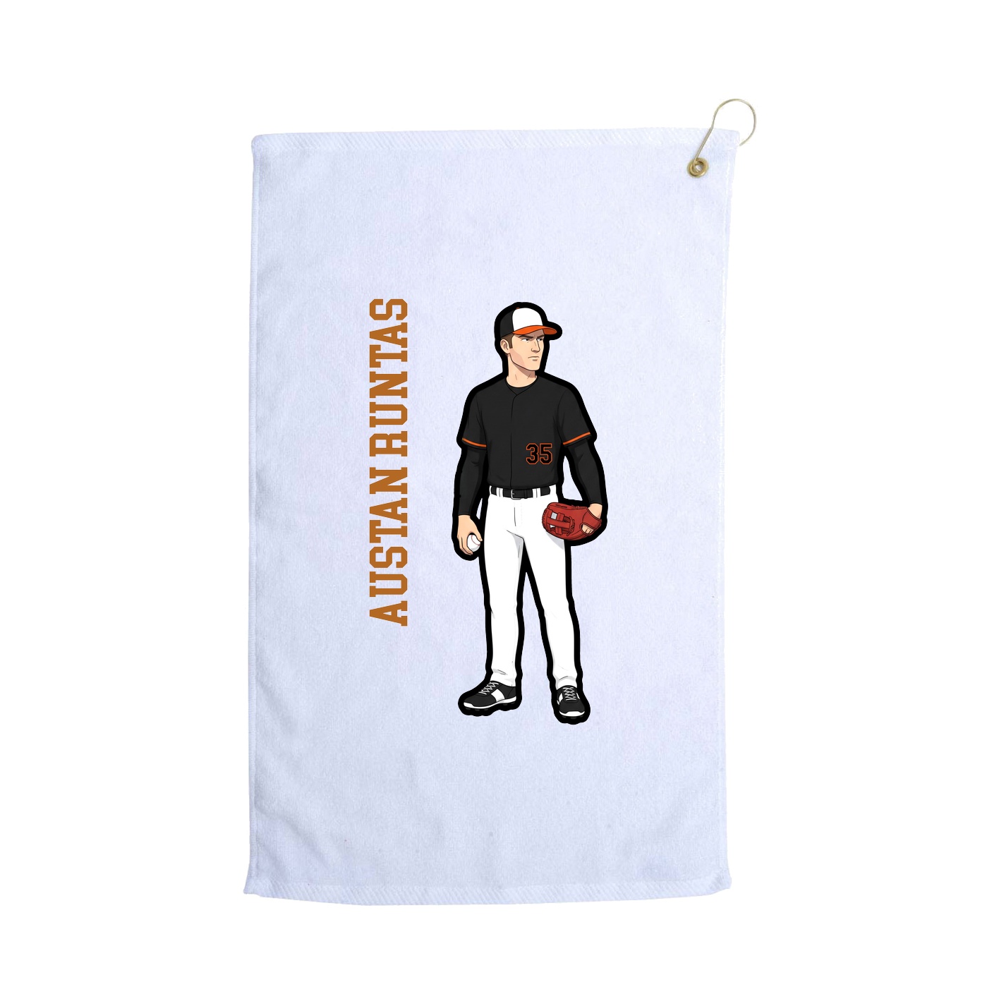 Golf Towel — Name Vertical in White