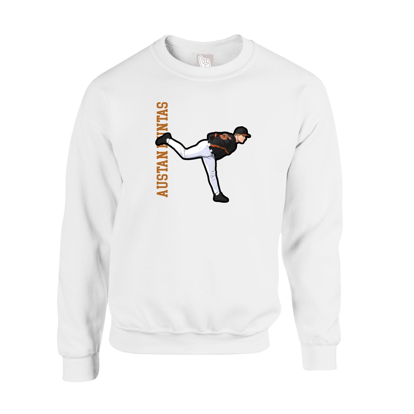 Fleece Crew — Name Vertical in White