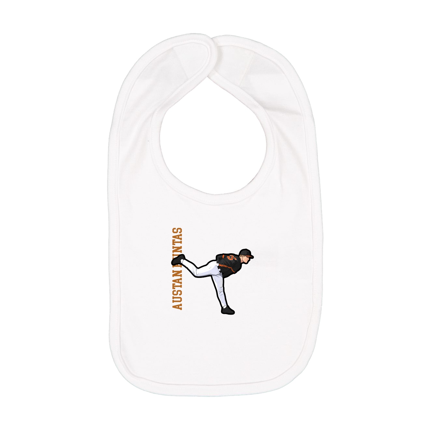Infant Bib — Name Vertical in White