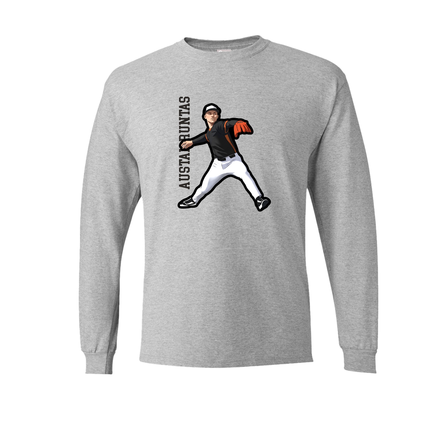 Long Sleeve Tee — Name Vertical in Grey