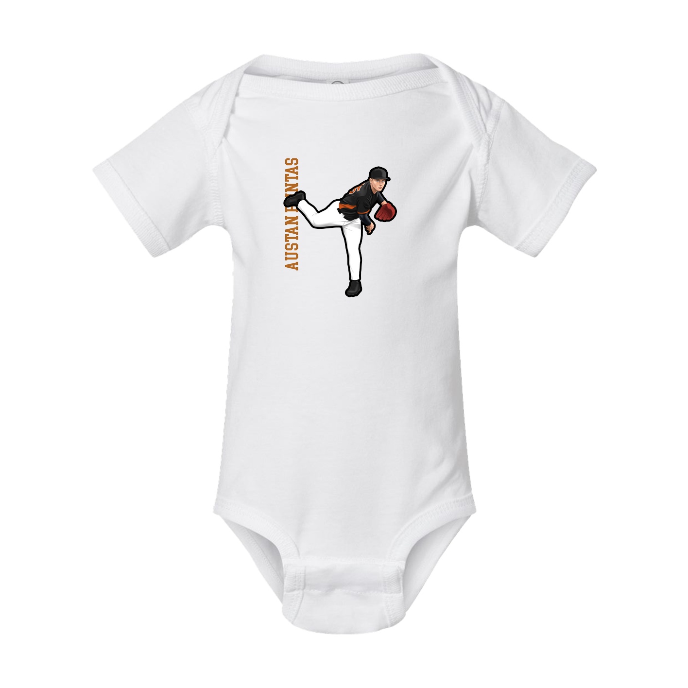Baby Onesie — Name Vertical in White