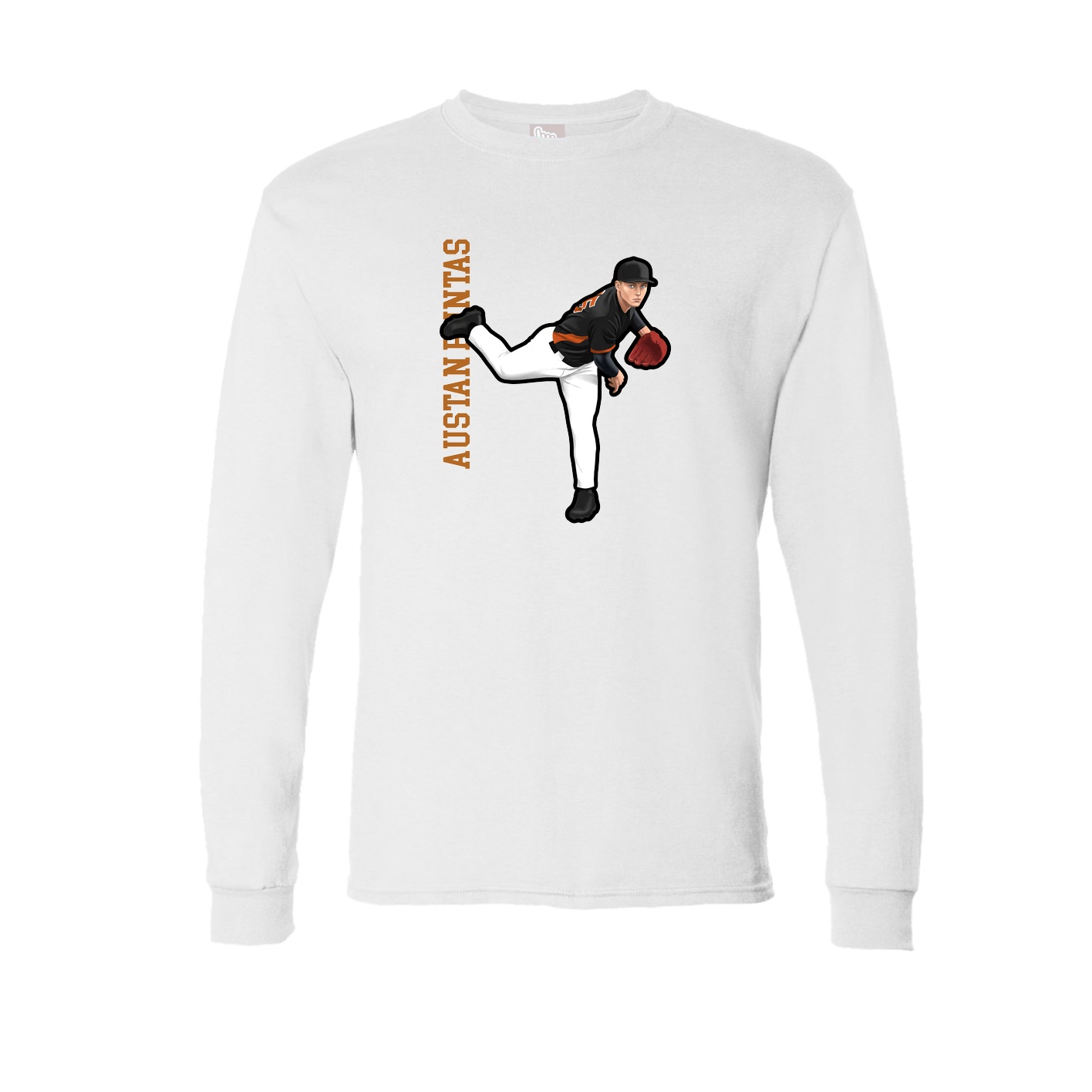 Long Sleeve Tee — Name Vertical in White