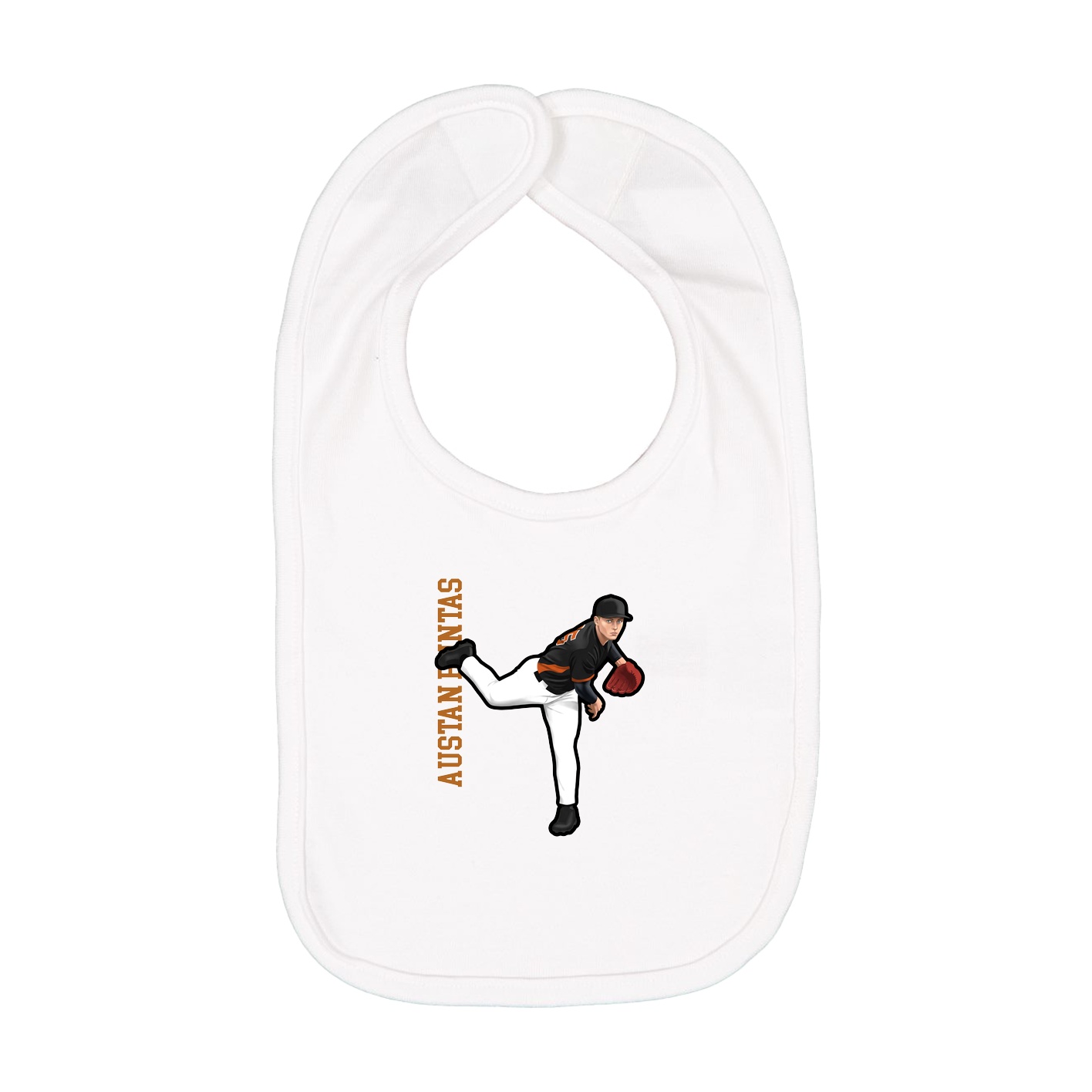 Infant Bib — Name Vertical in White
