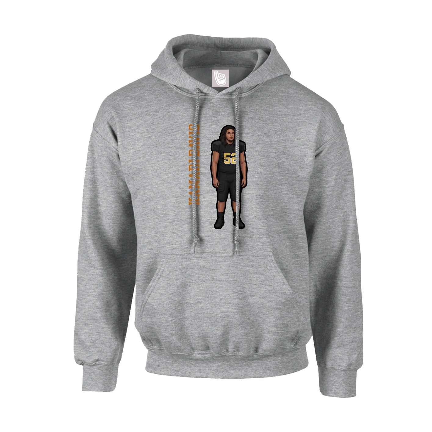 Hoodie — Name Vertical in Grey