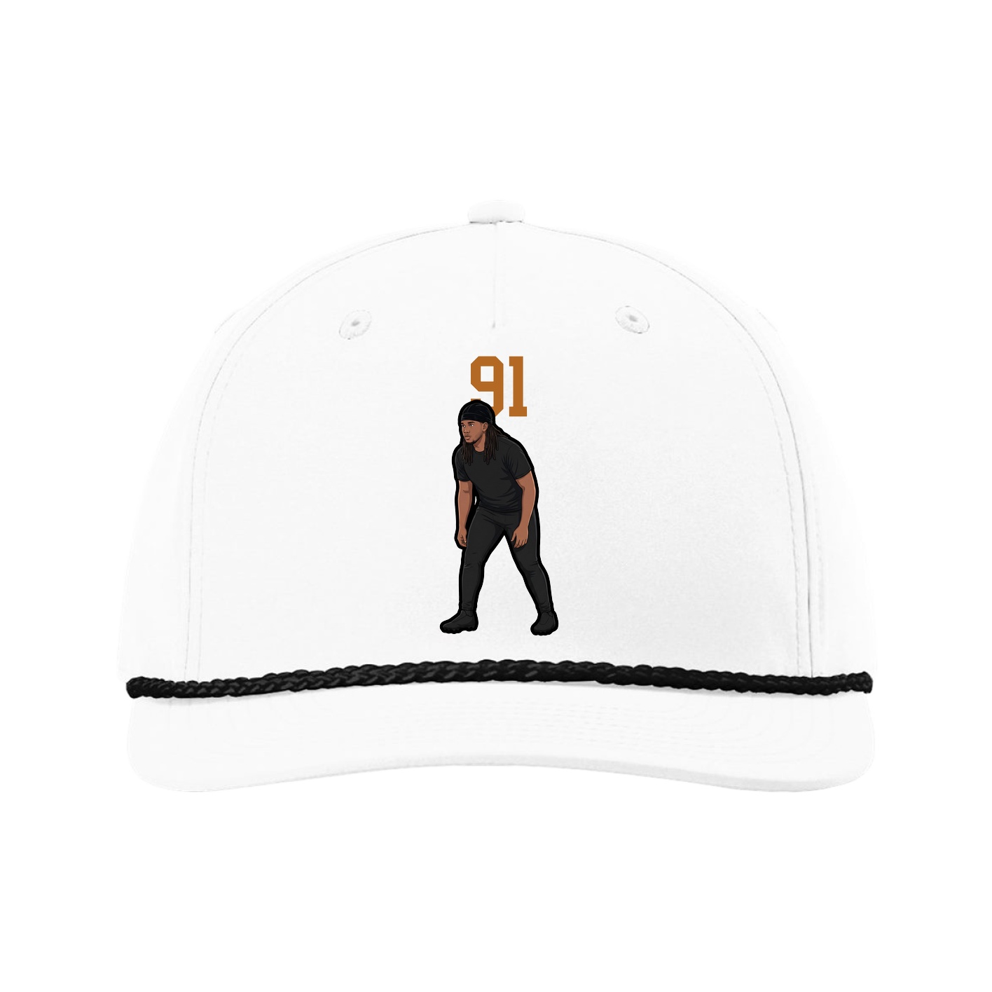 Five-Panel Classic Rope Cap — Number Top in White