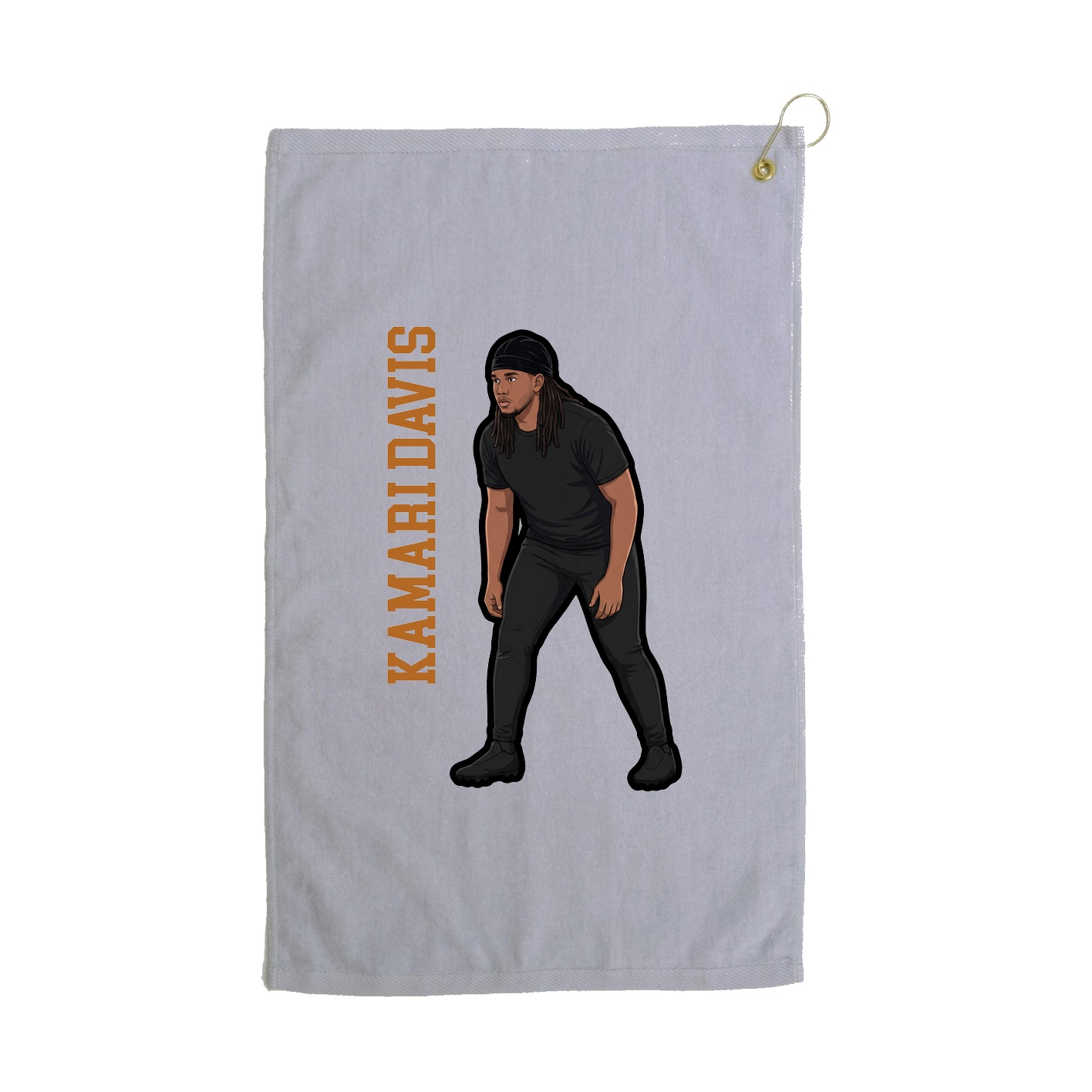 Golf Towel — Name Vertical in Grey