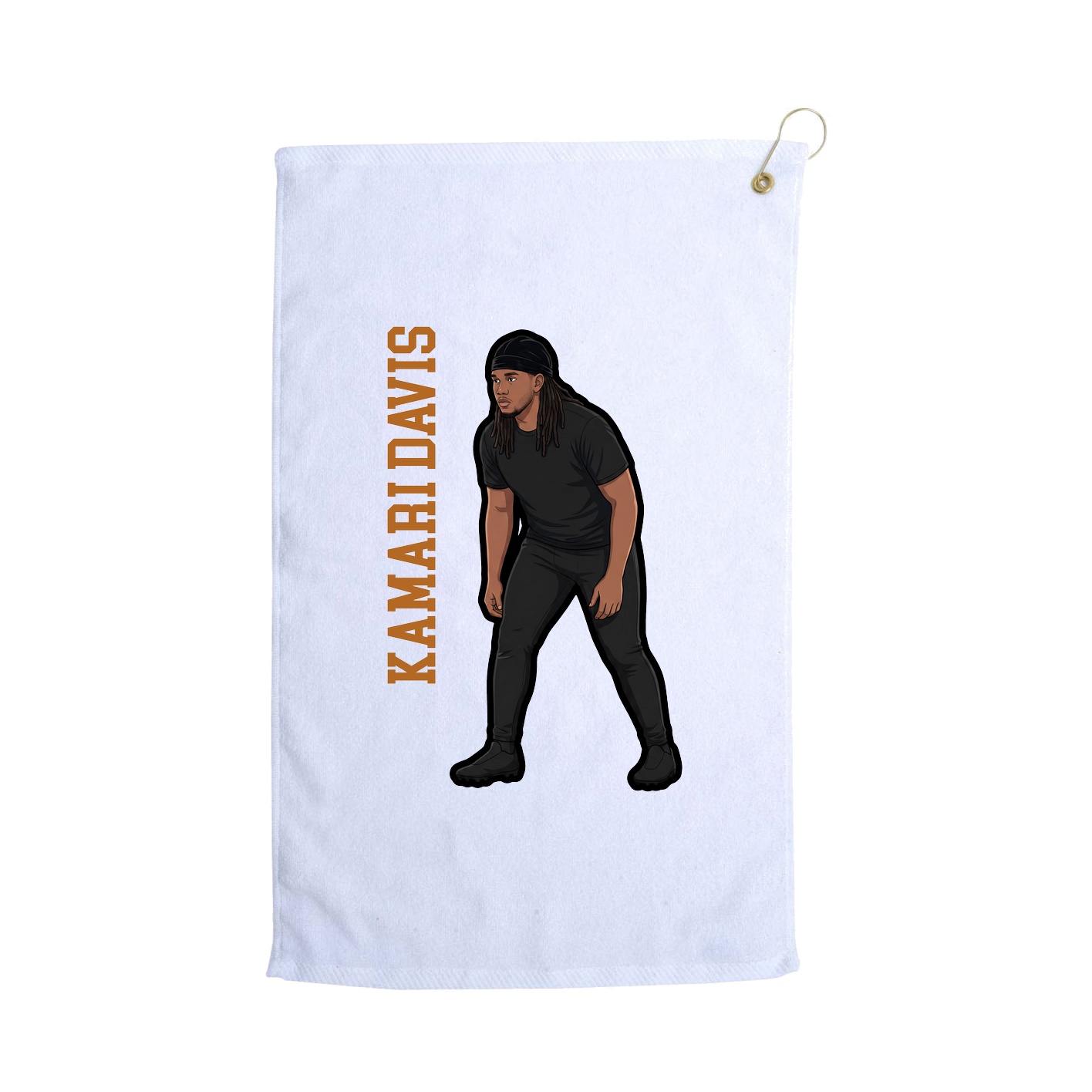 Golf Towel — Name Vertical in White