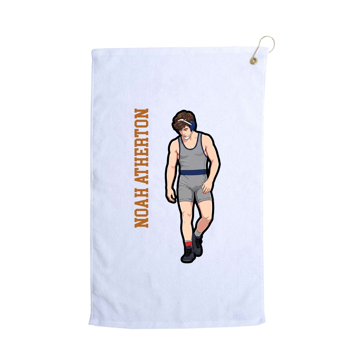 Golf Towel — Name Vertical in White