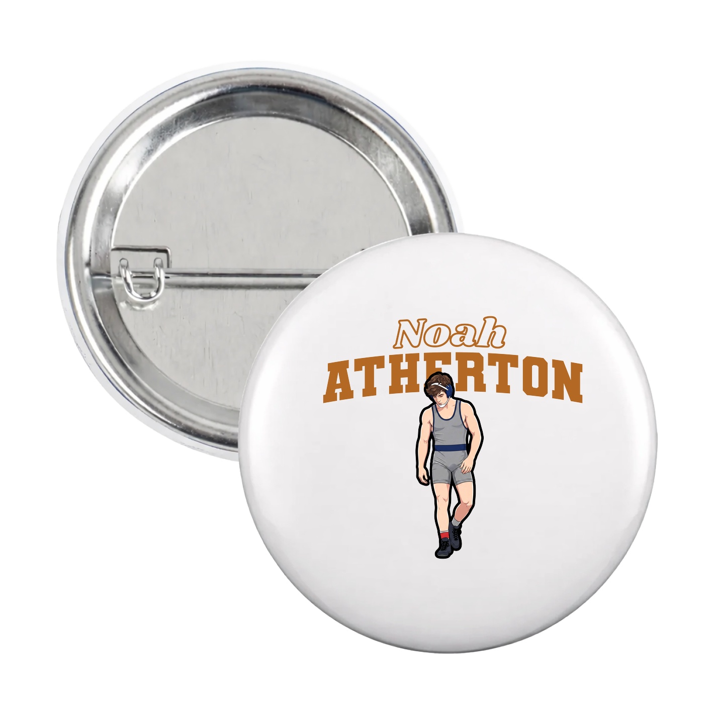 Game Day Button — Name Arch in White