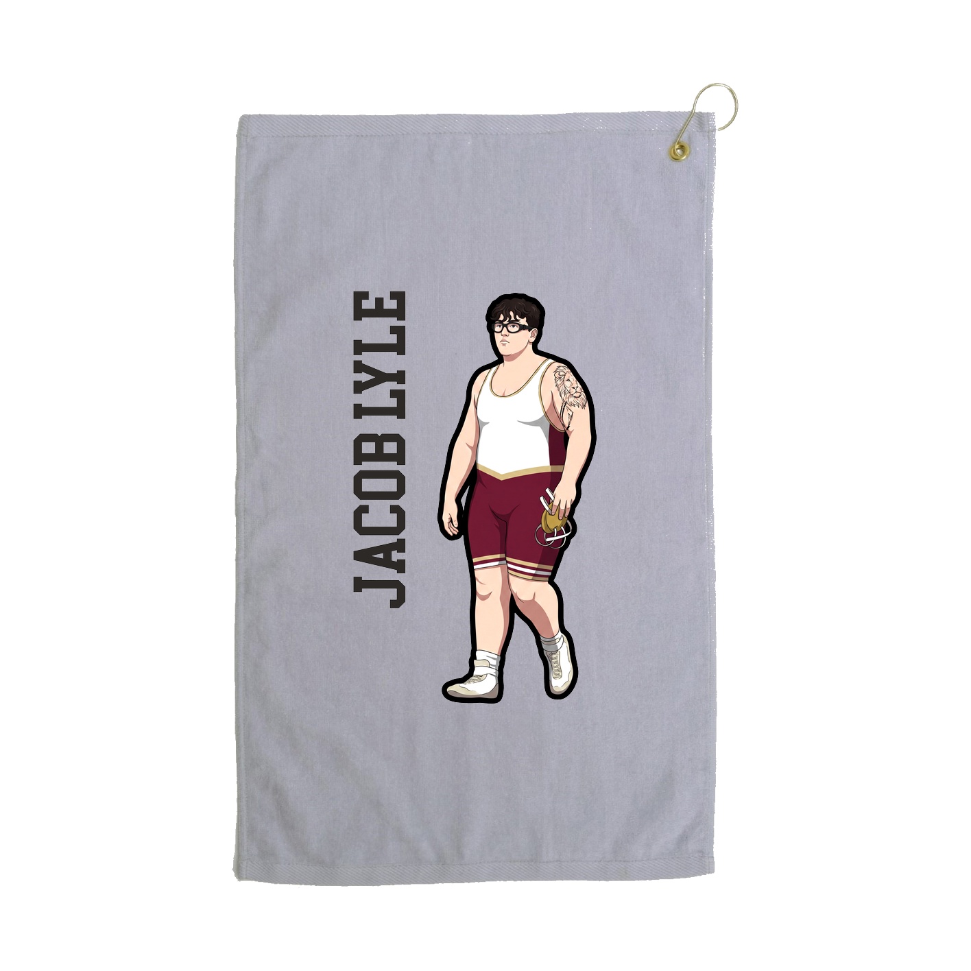 Golf Towel — Name Vertical in Grey