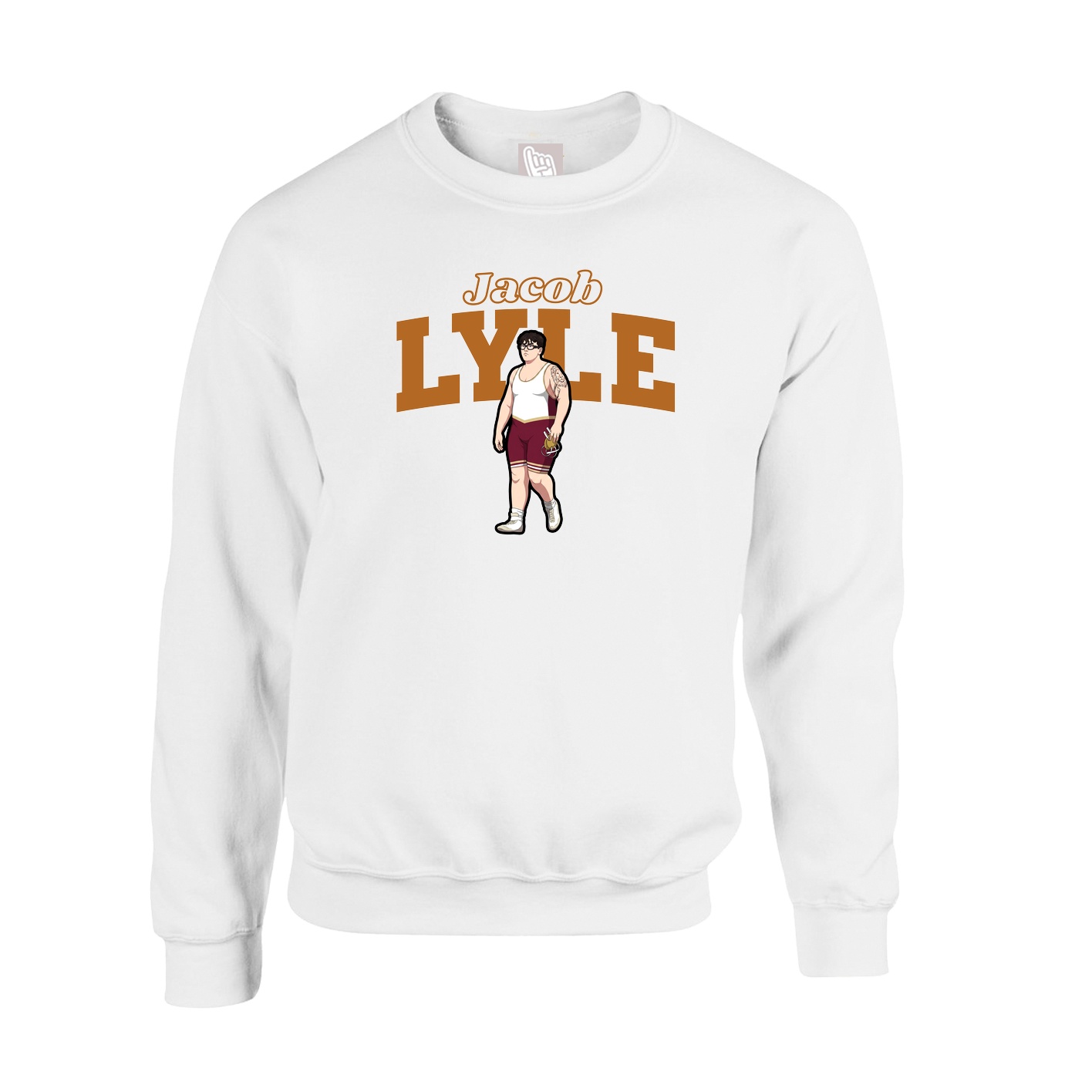 Fleece Crew — Name Arch in White