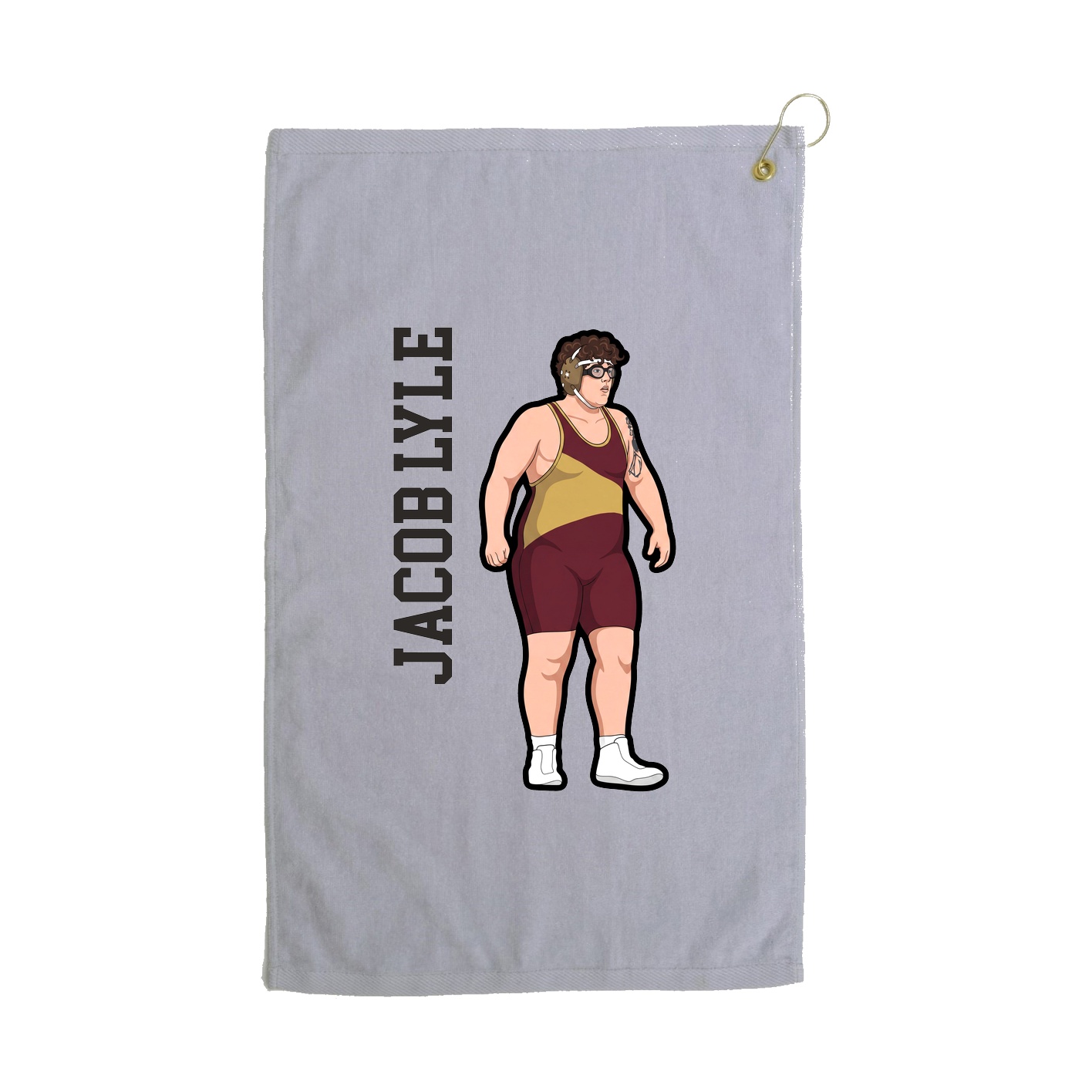 Golf Towel — Name Vertical in Grey