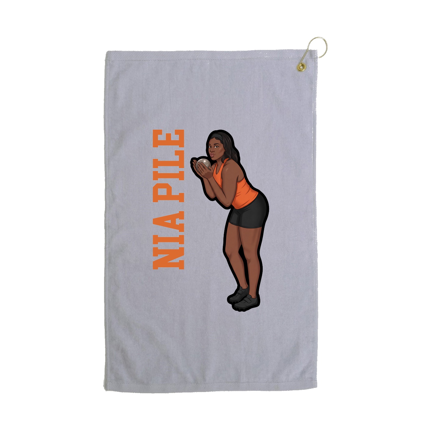 Golf Towel — Name Vertical in Grey
