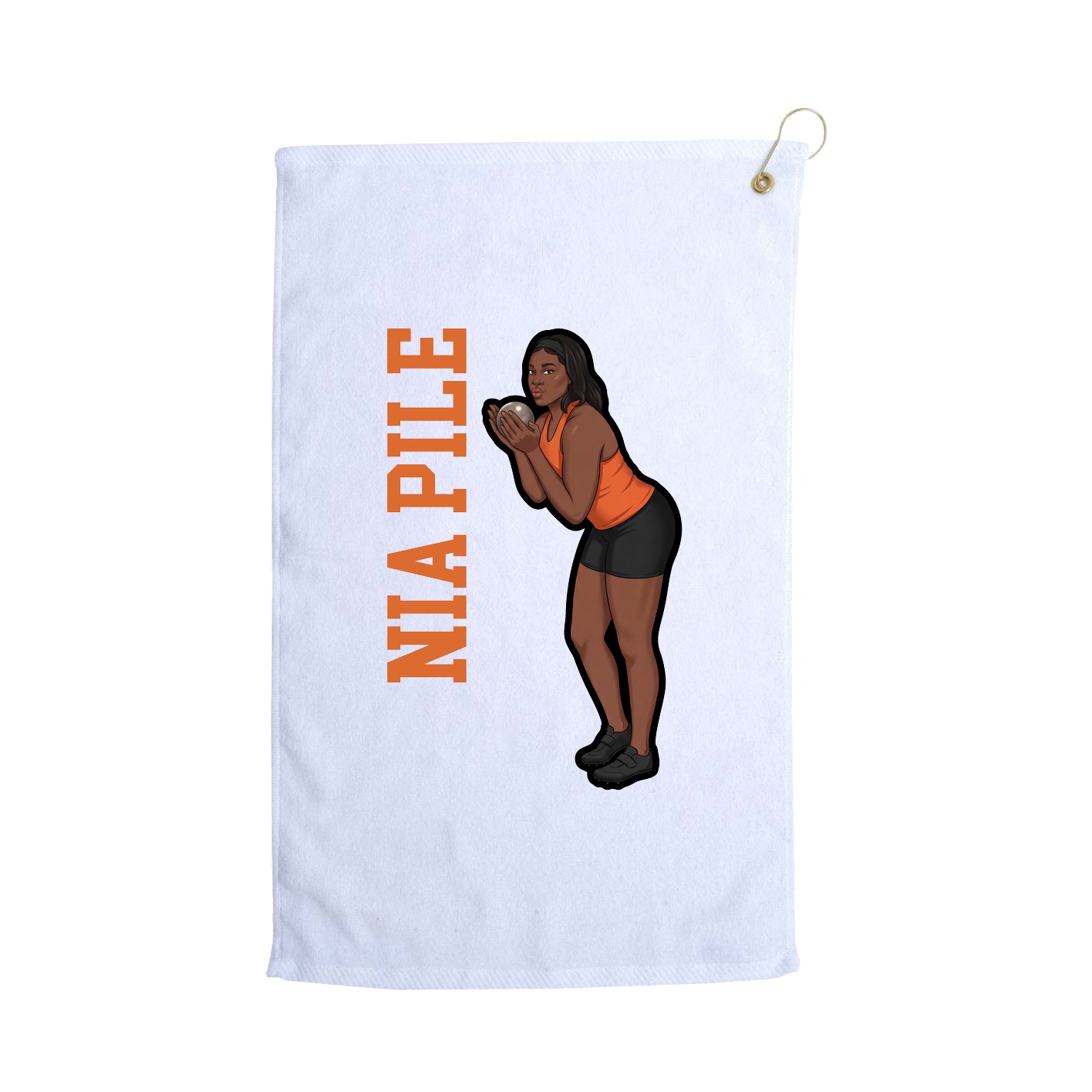 Golf Towel — Name Vertical in White