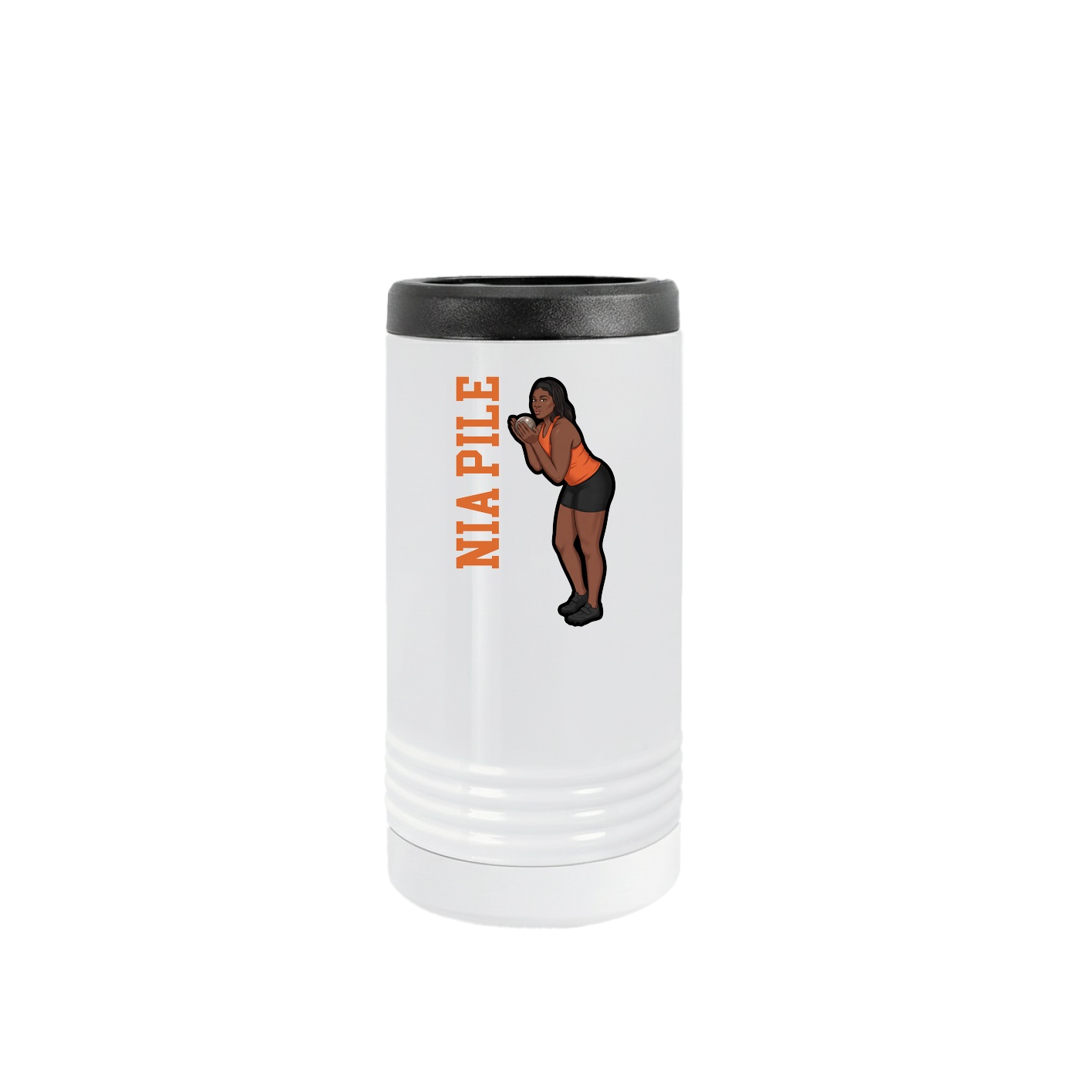 Slim Beverage Holder — Name Vertical in White