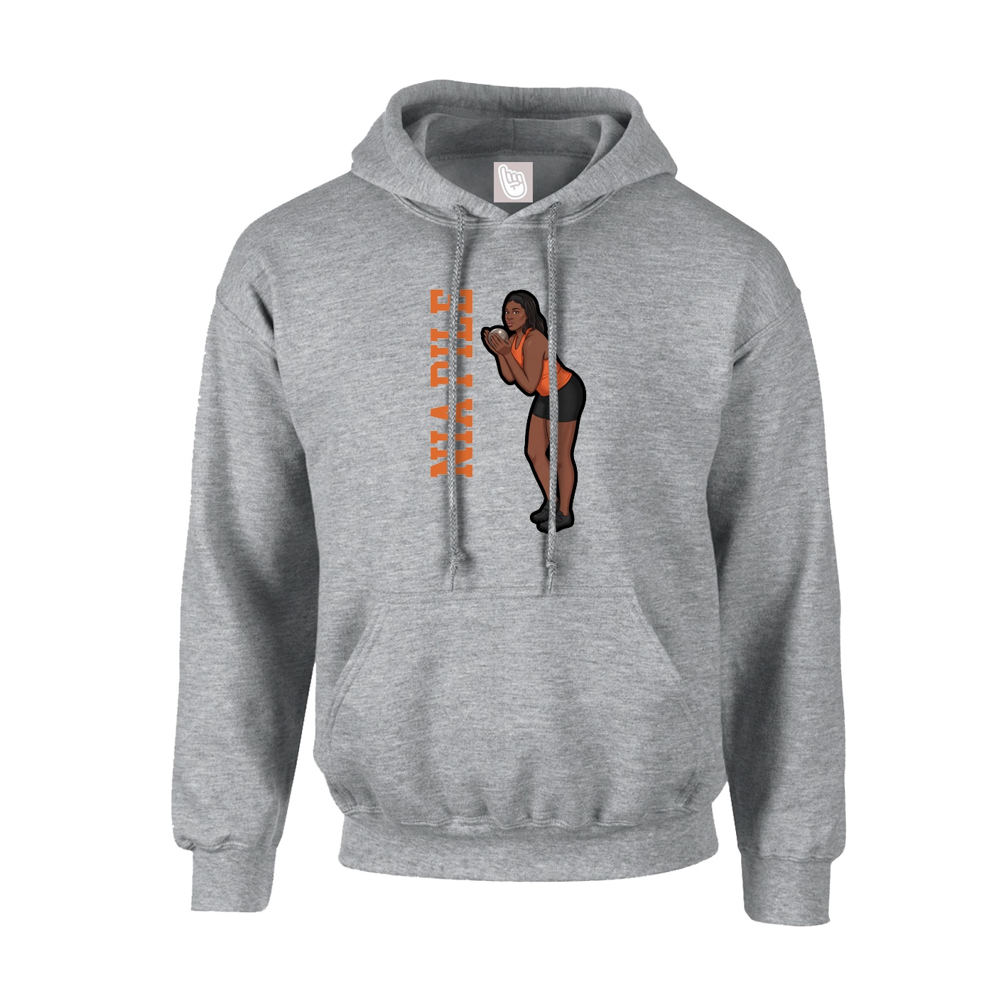 Hoodie — Name Vertical in Grey