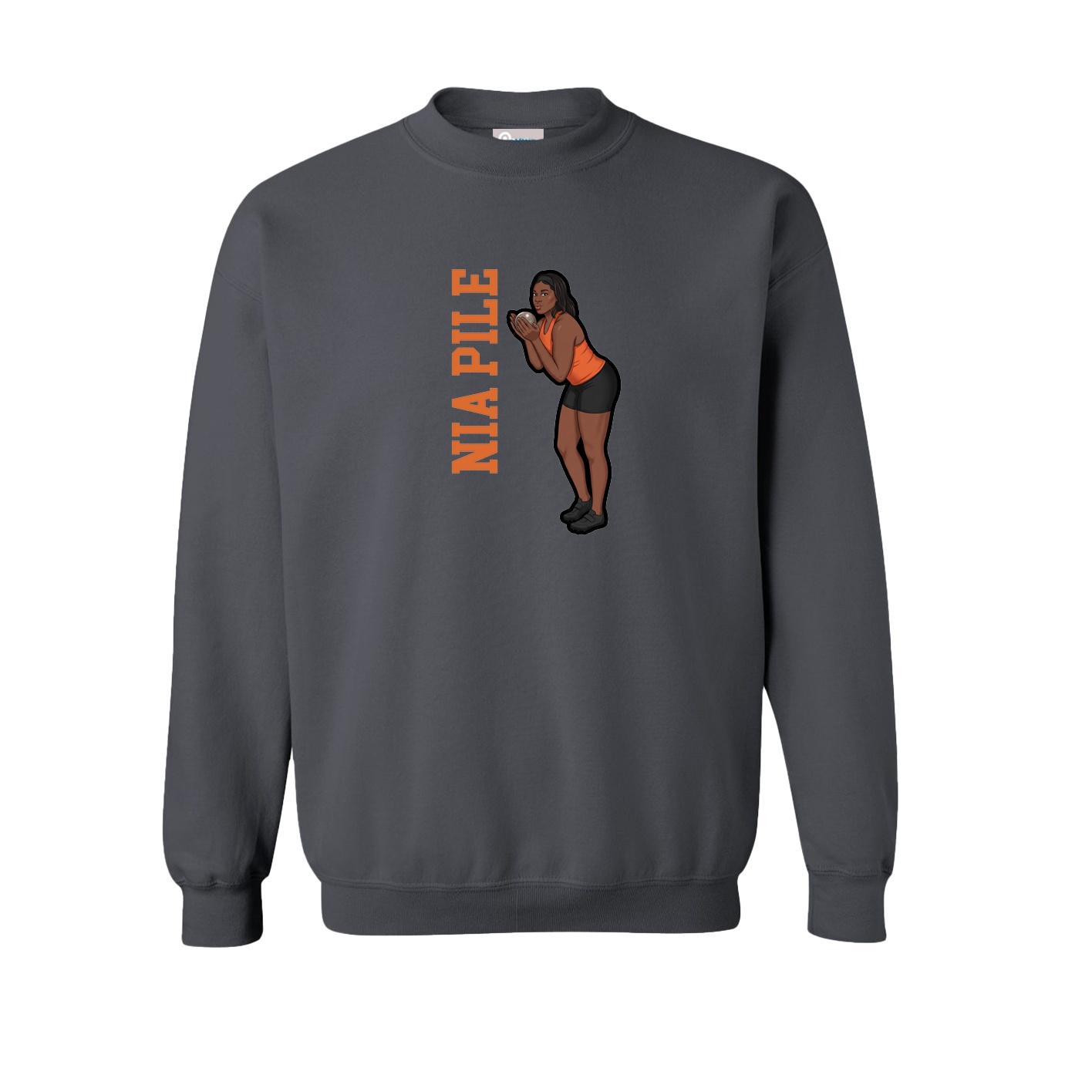 Fleece Crew — Name Vertical in Grey