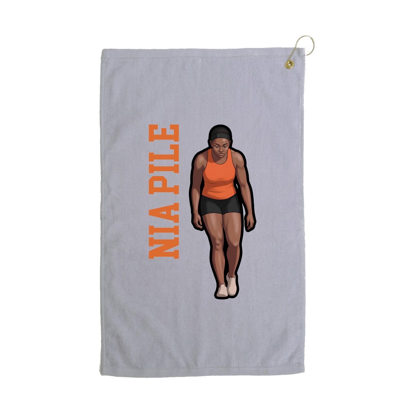 Golf Towel — Name Vertical in Grey