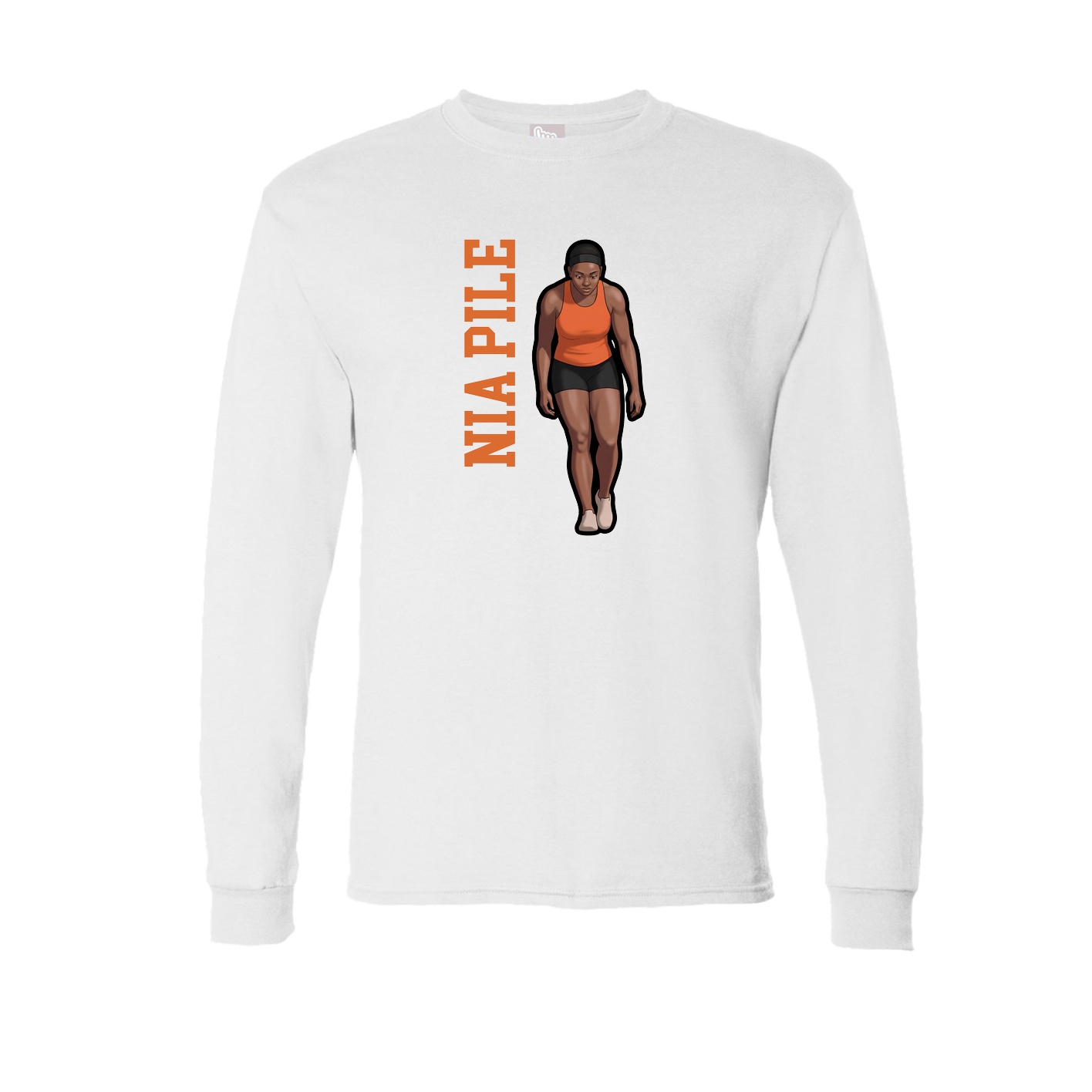 Long Sleeve Tee — Name Vertical in White