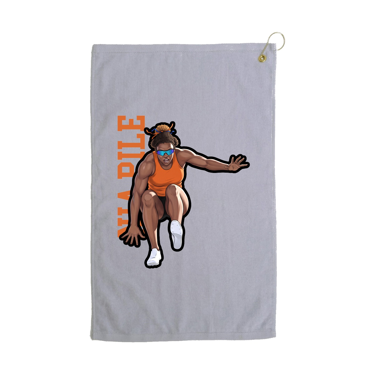 Golf Towel — Name Vertical in Grey