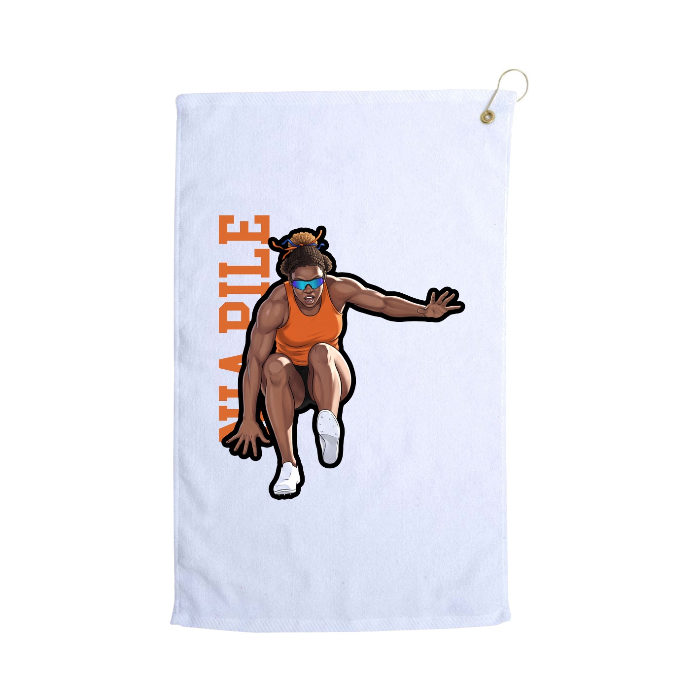 Golf Towel — Name Vertical in White